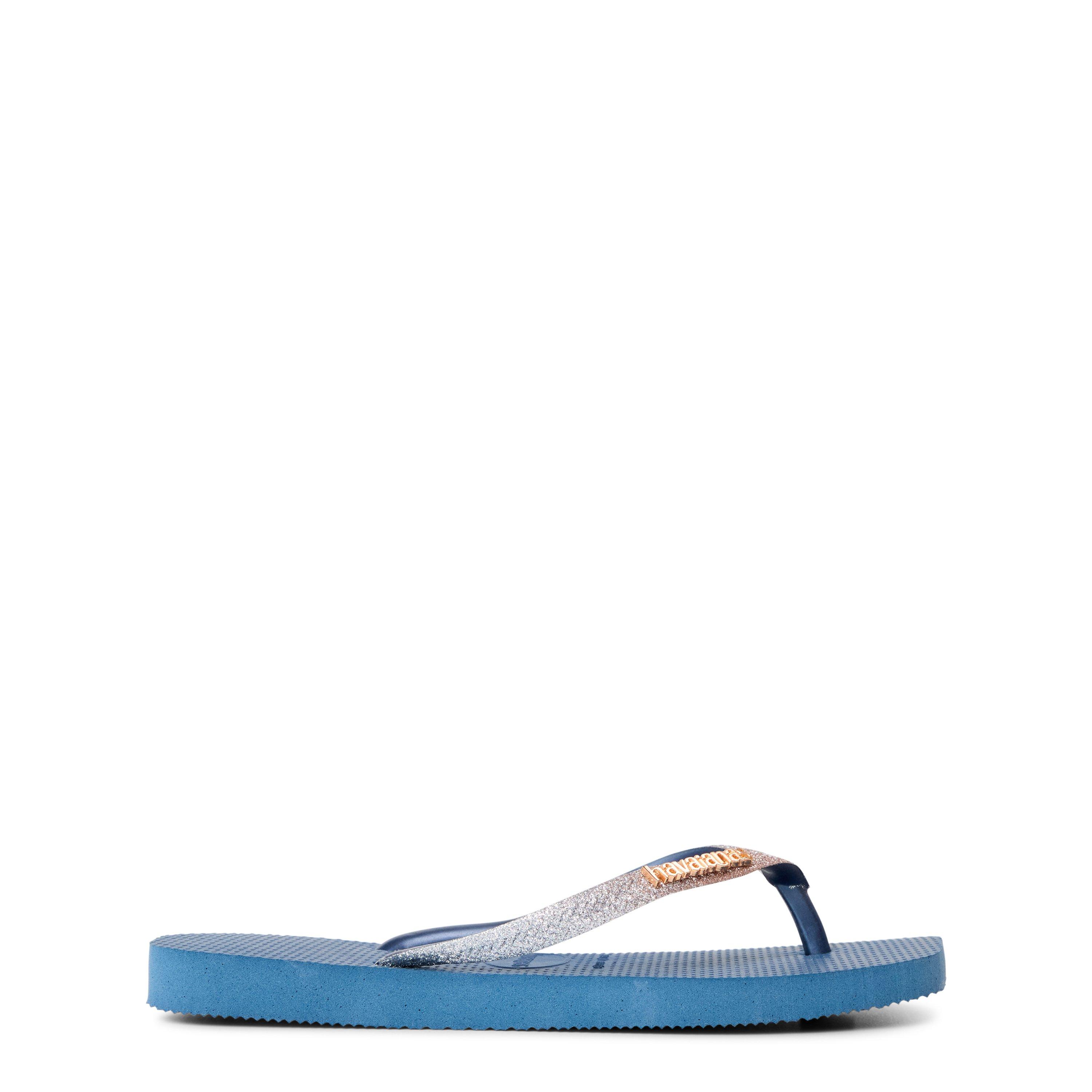 Indigo Blue - Havaianas - Unisex Kids Square Glitter Indigo Blue Flip Flops - 1