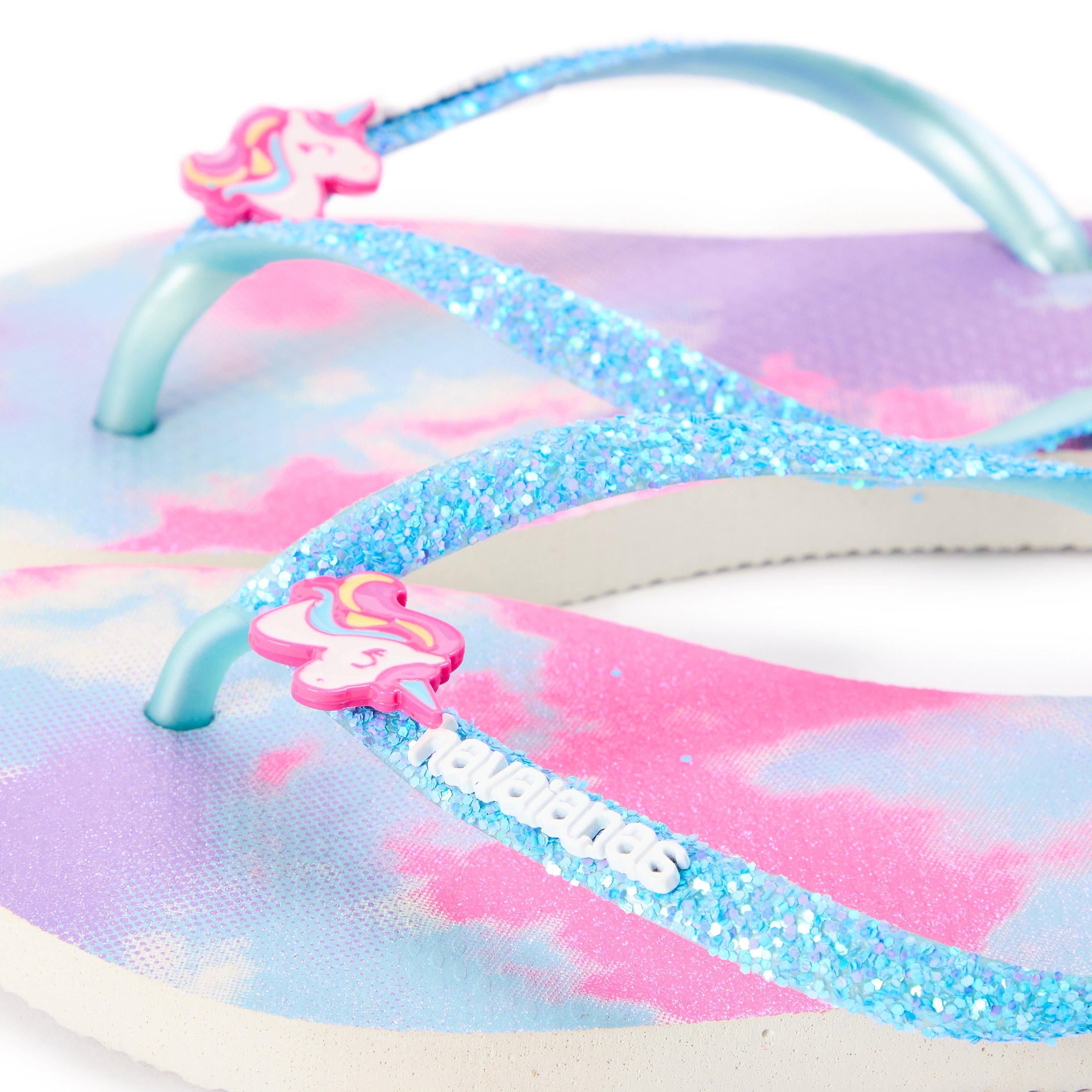 Hvid/Blå - Havaianas - Hav. Kids Slim Glitter Trendy White Flip Flops Unisex - 3