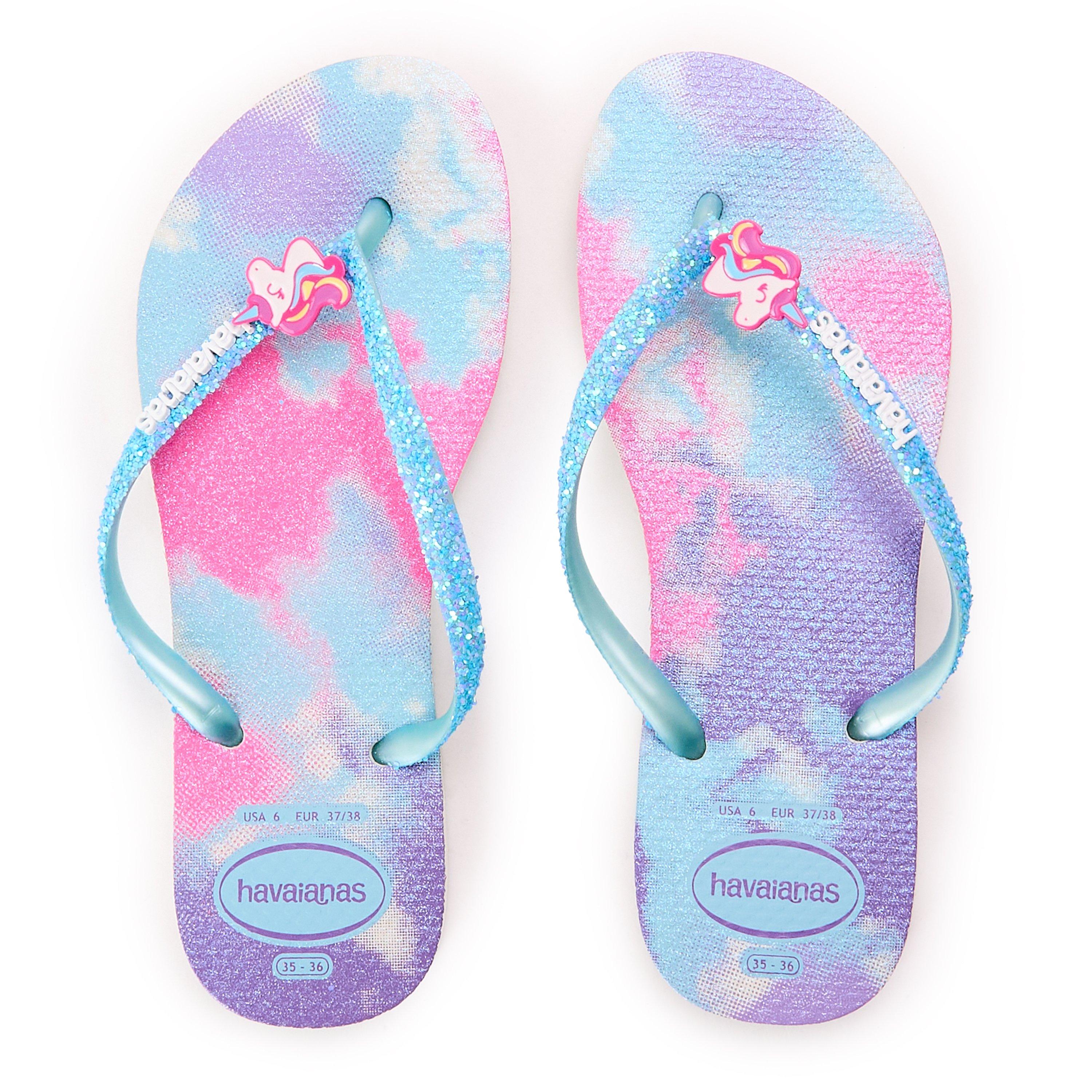 Hvid/Blå - Havaianas - Hav. Kids Slim Glitter Trendy White Flip Flops Unisex - 4