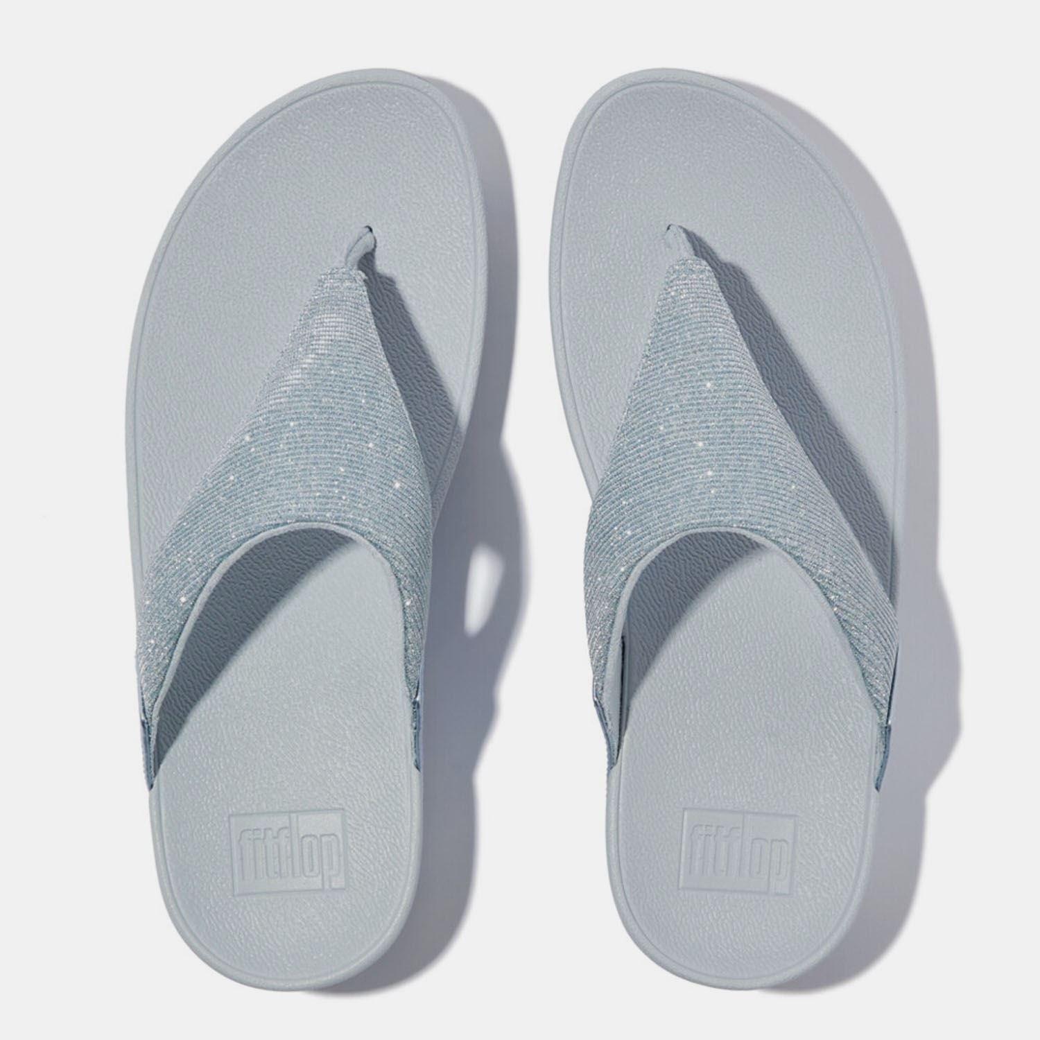 Blue - Fitflop - Lulu Shimmerlux Toe-Post Sandals - 5