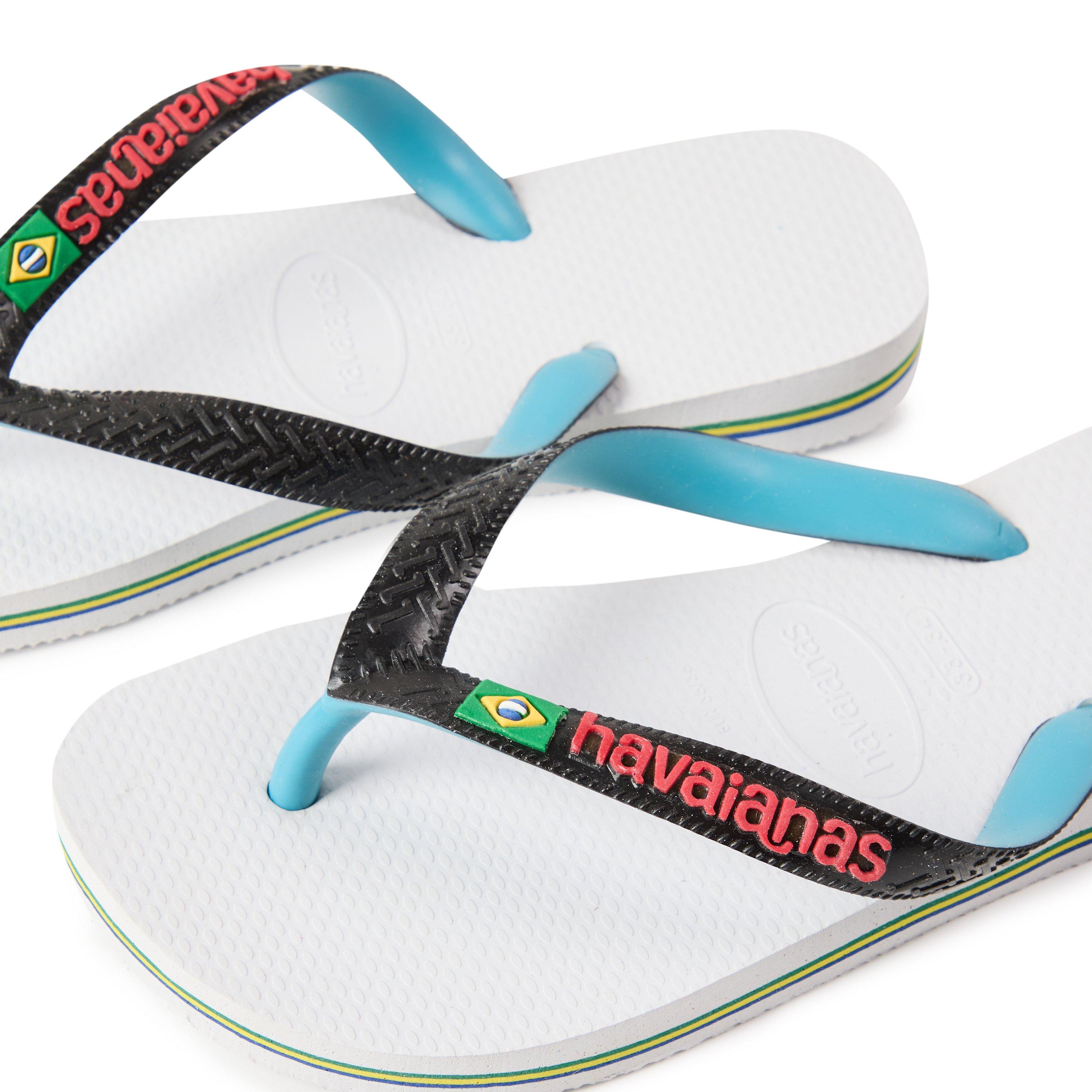White/Black - Havaianas - Hav. Brasil Mix White/Black 33/34 Flip Flops Unisex Kids - 3