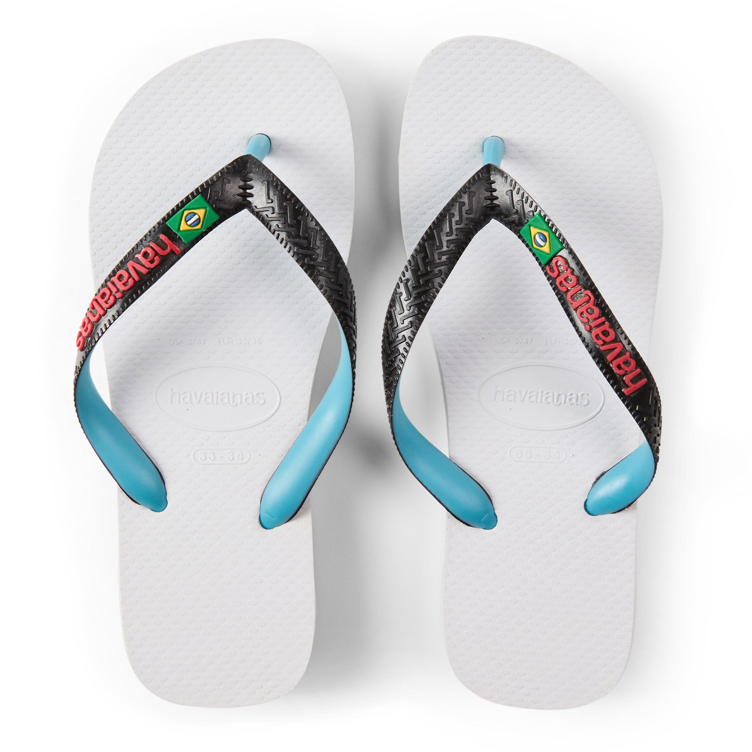 White/Black - Havaianas - Hav. Brasil Mix White/Black 33/34 Flip Flops Unisex Kids - 3