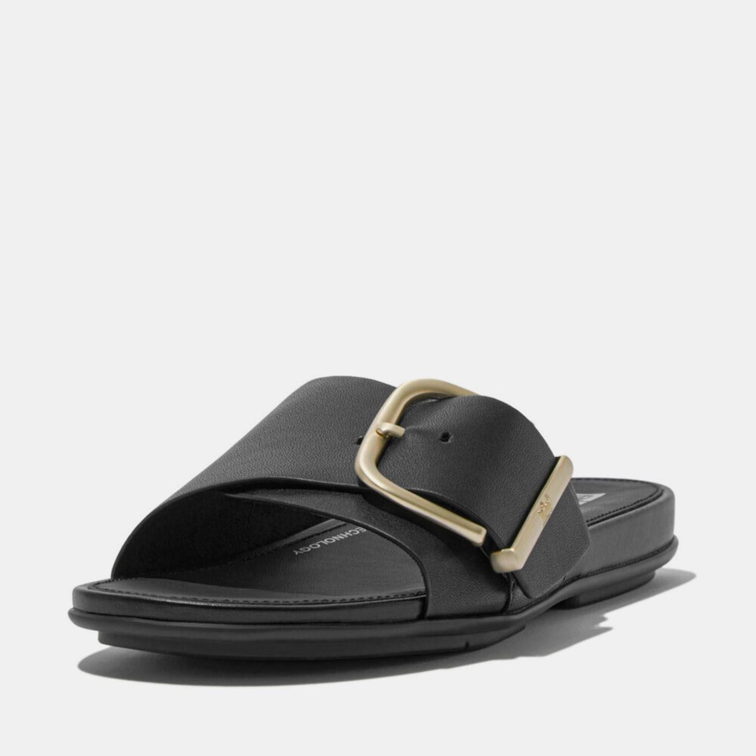 Black - Fitflop - Gracie Maxi-Buckle Leather Sliders - 2