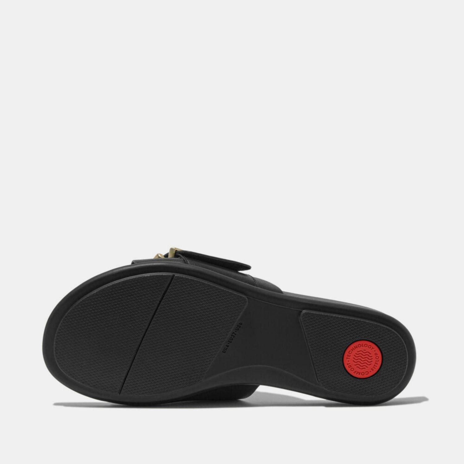 Black - Fitflop - Gracie Maxi-Buckle Leather Sliders - 3