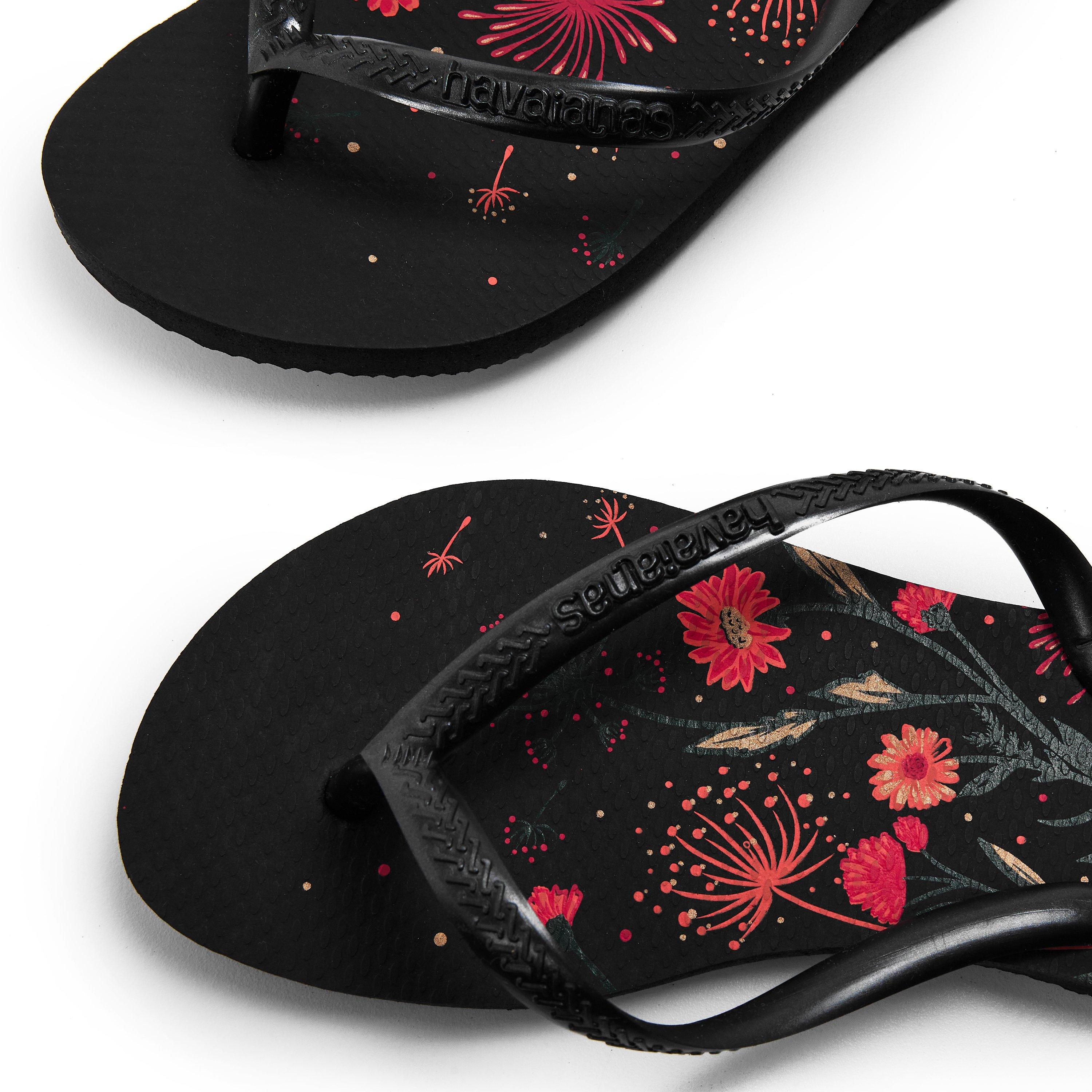 Black/Pink - Havaianas - Hav. Slim Organic Black/Pink 33/34 Flip Flops Unisex Kids - 3
