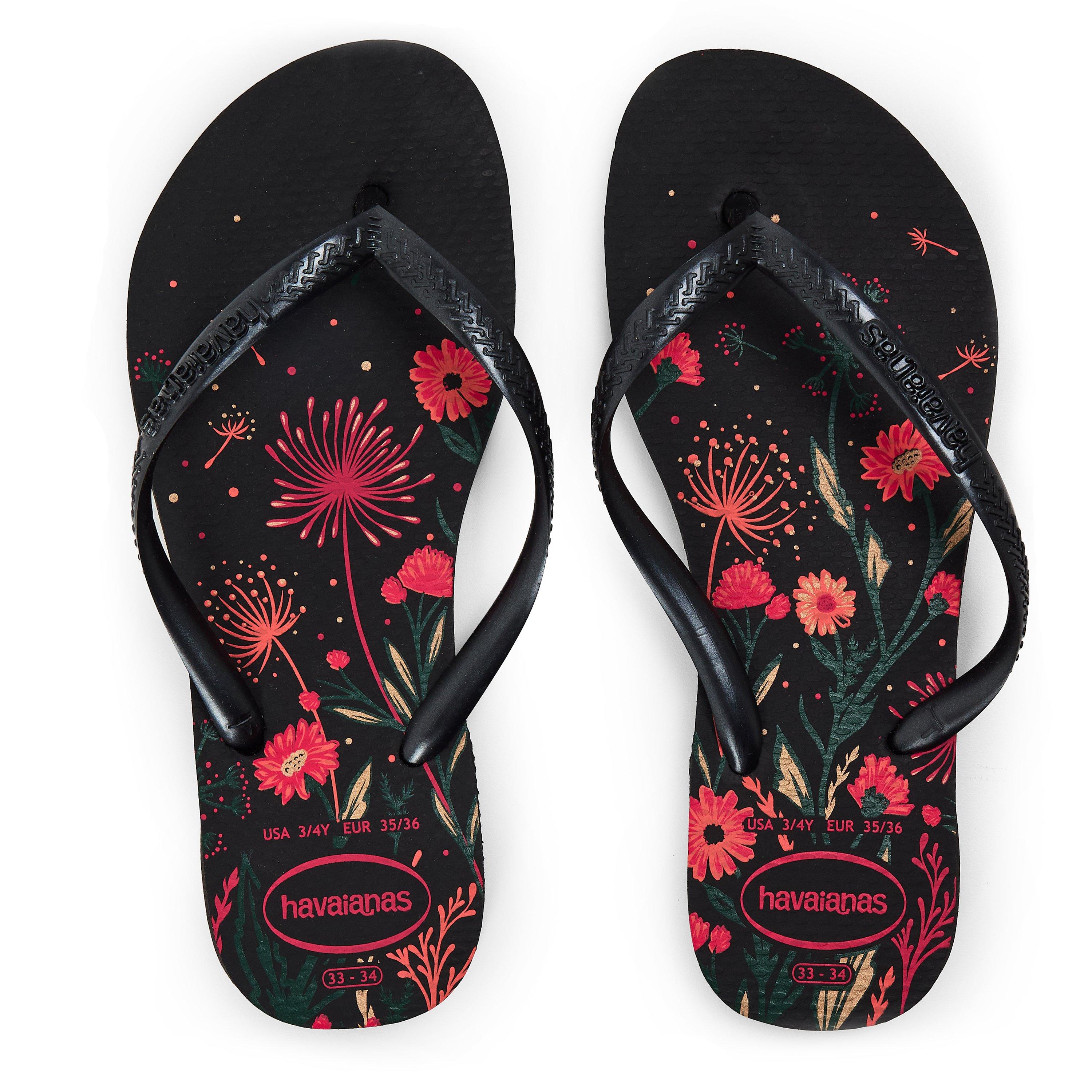 Black/Pink - Havaianas - Hav. Slim Organic Black/Pink 33/34 Flip Flops Unisex Kids - 4