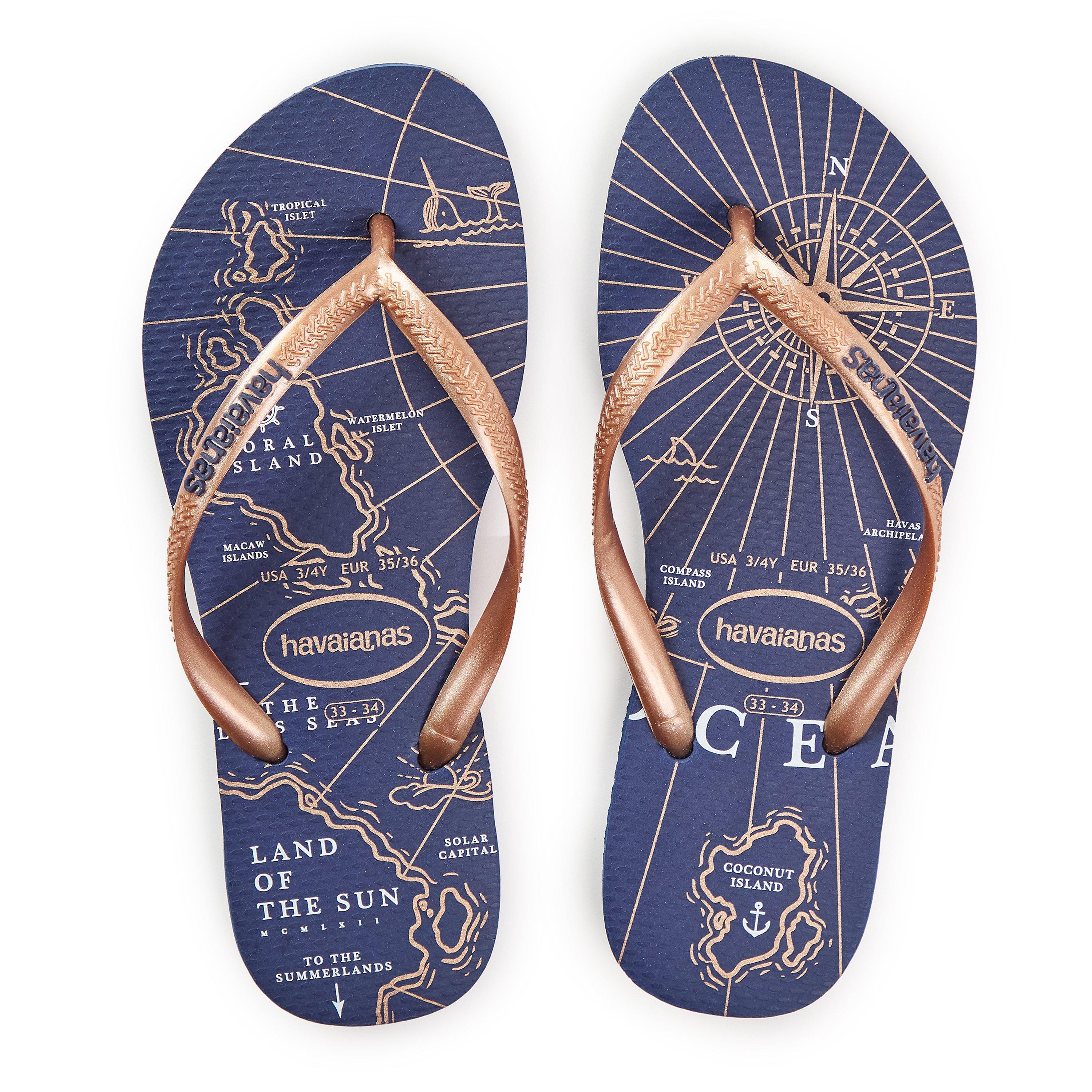 Goud/Wit - Havaianas - Hav. Slim Nautical Navy Blauw/Roze G Flip Flops Unisex Kinderen - 4