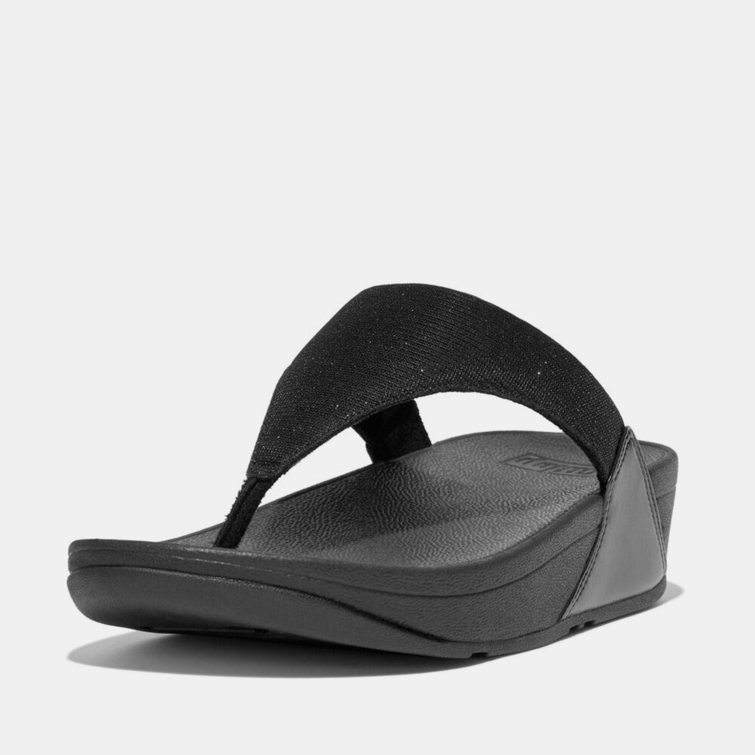 Black - Fitflop - Lulu Shimmerlux Toe-Post Sandals - 2
