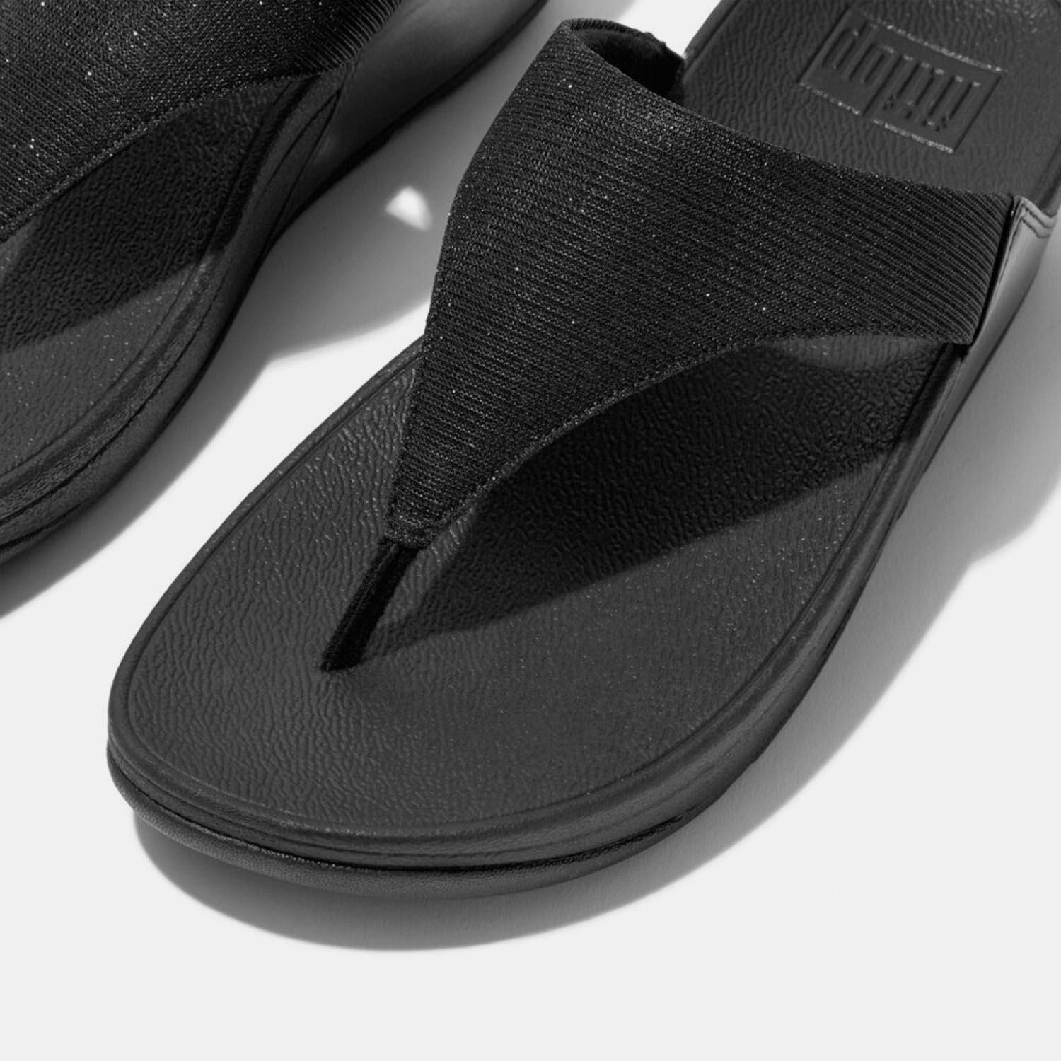 Black - Fitflop - Lulu Shimmerlux Toe-Post Sandals - 4