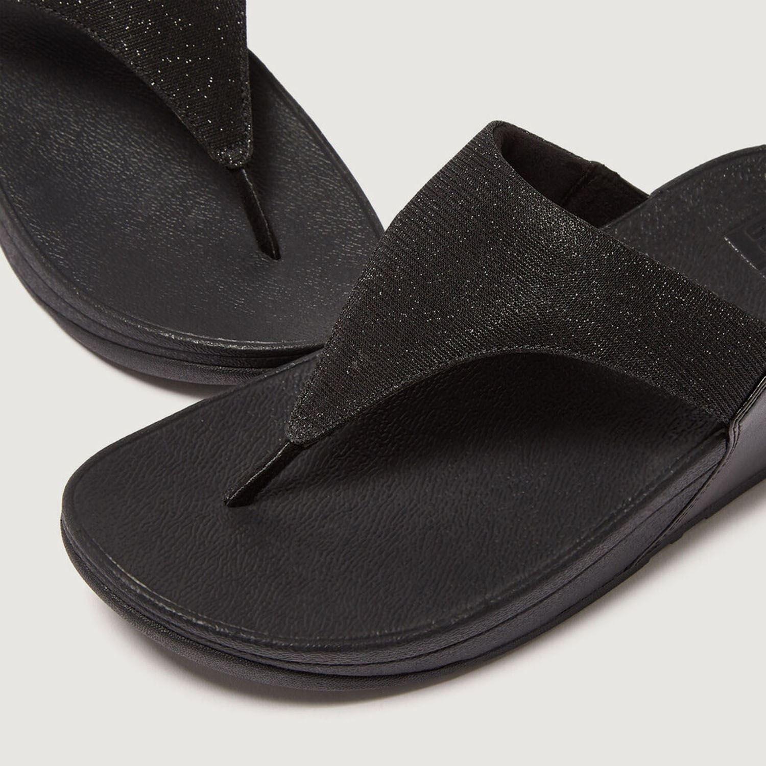 Black - Fitflop - Lulu Shimmerlux Toe-Post Sandals - 6