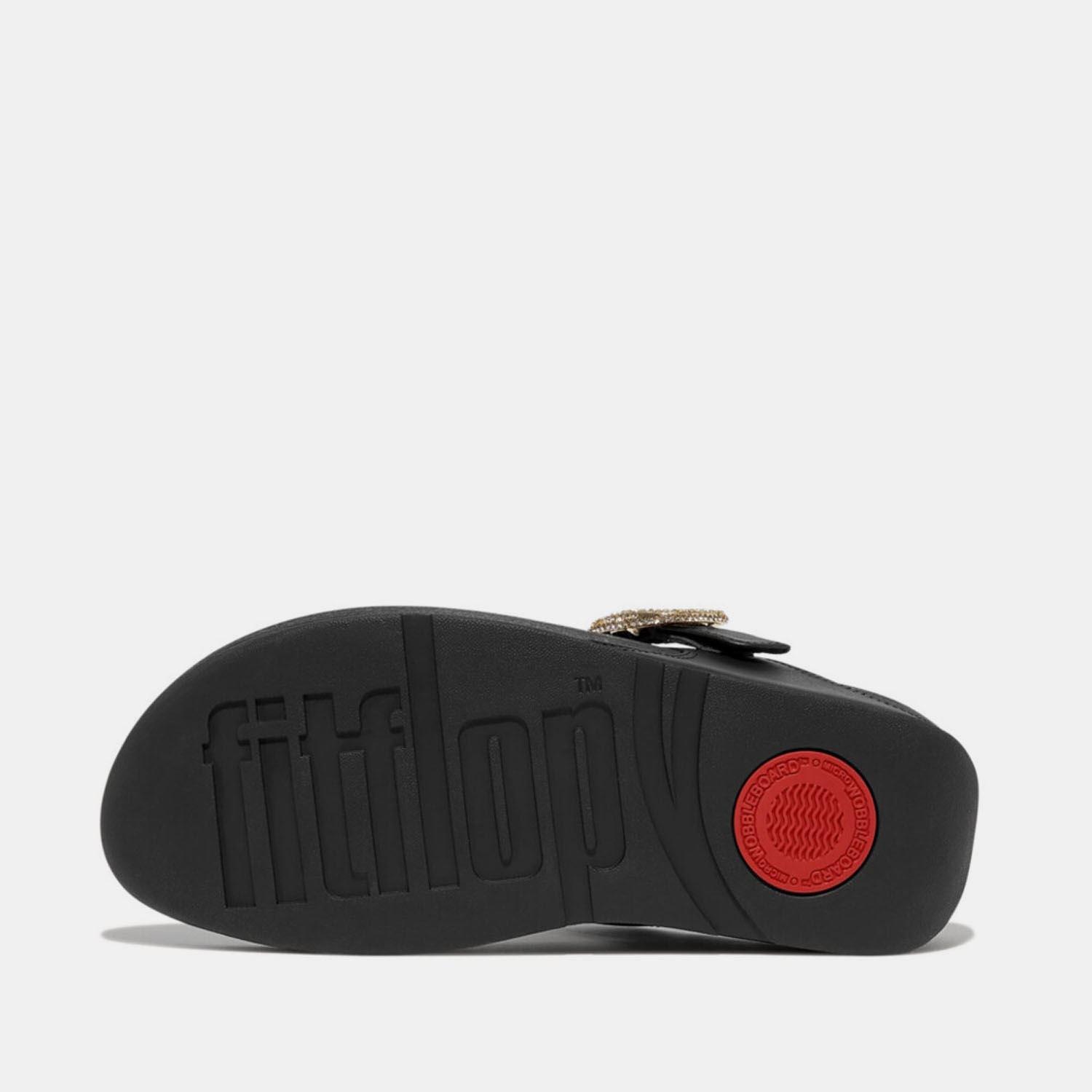 Black - Fitflop - Lulu Crystal-Buckle Leather Sandals - 3