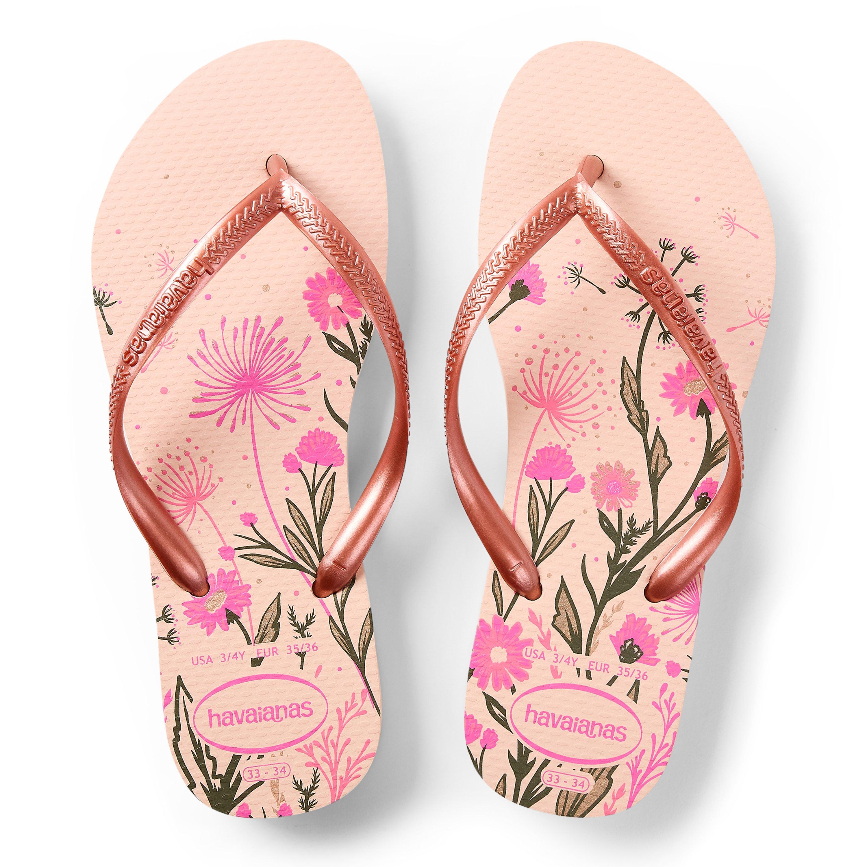 Rose/Blush/Rosa - Havaianas - Hav. Slim Organic Ballet Rose/Golde Flip Flops Unisex Kids - 4