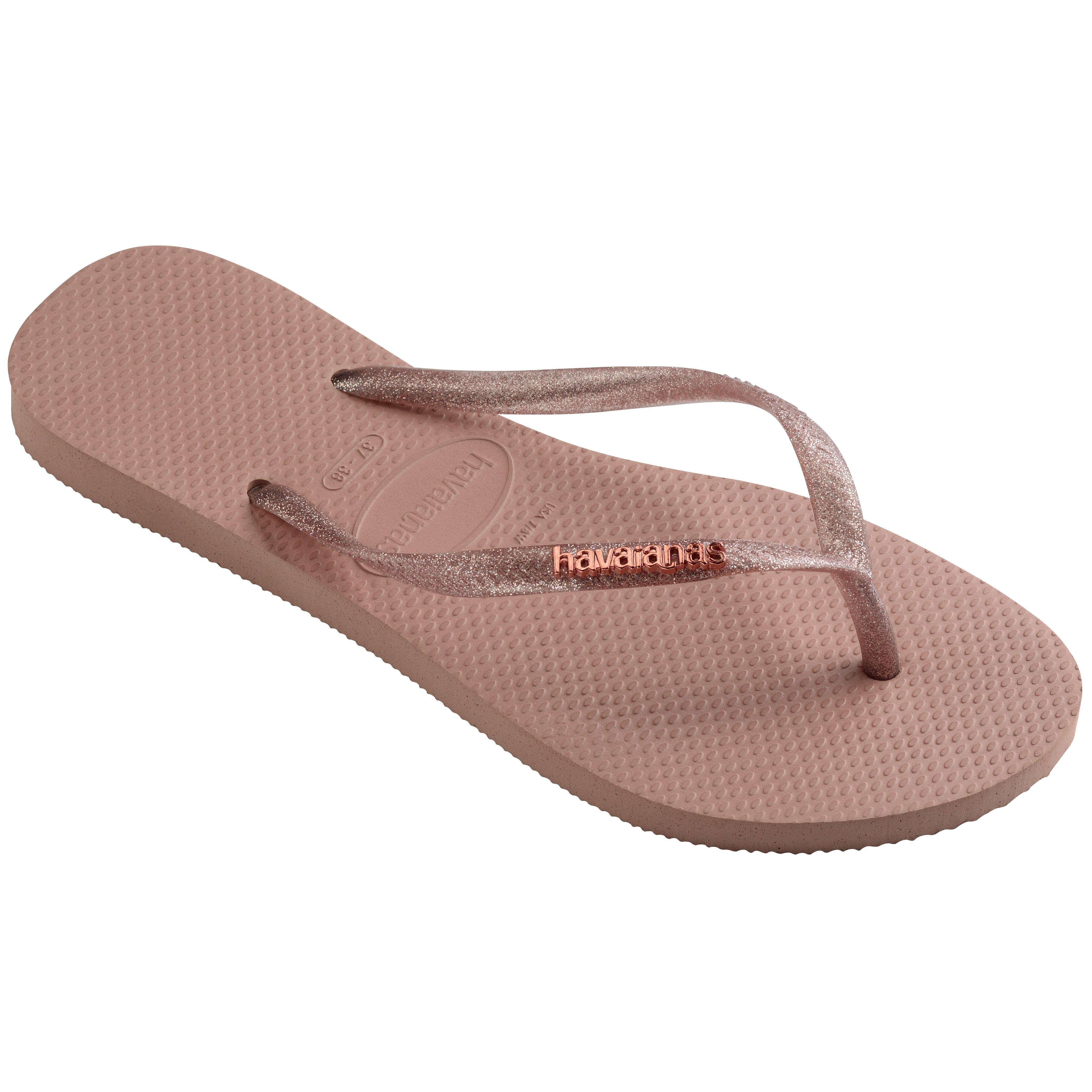 Roos/Rood - Havaianas - Hav. Slim Logo Metallic Crocus Rose Flip Flops Unisex Kids - 2