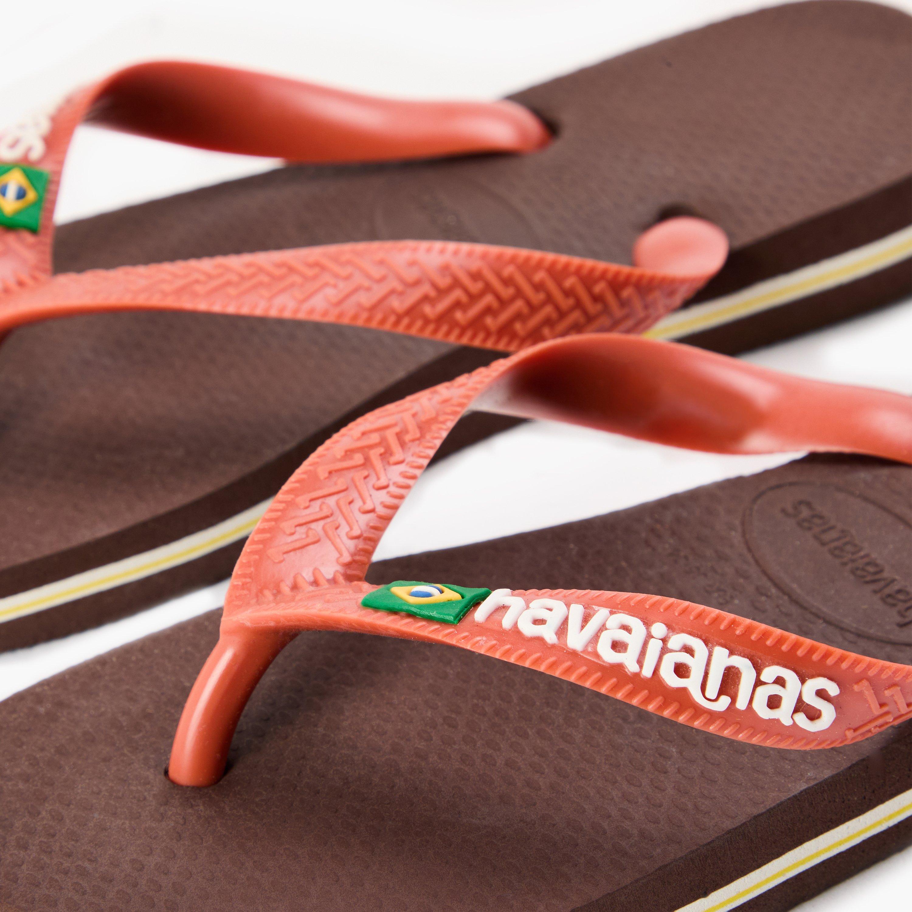 Marron/Céramique - Havaianas - Hav. Brasil Logo Dark Brown/Ceramic Flip Flops Unisex Kids - 3