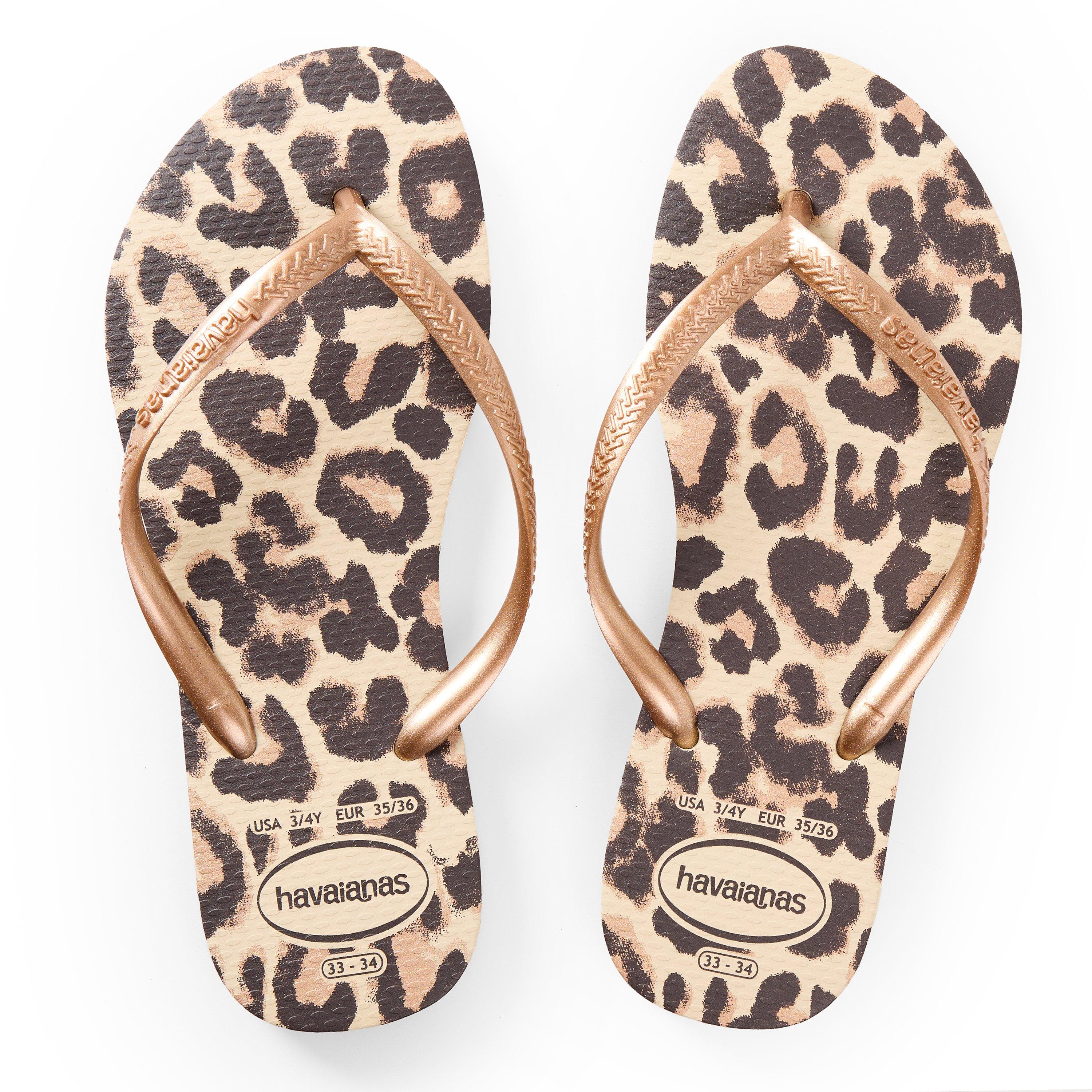 Gold/Brown - Havaianas - Hav. Slim Animals Beige/Rose Gold/D Flip Flops Unisex Kids - 4