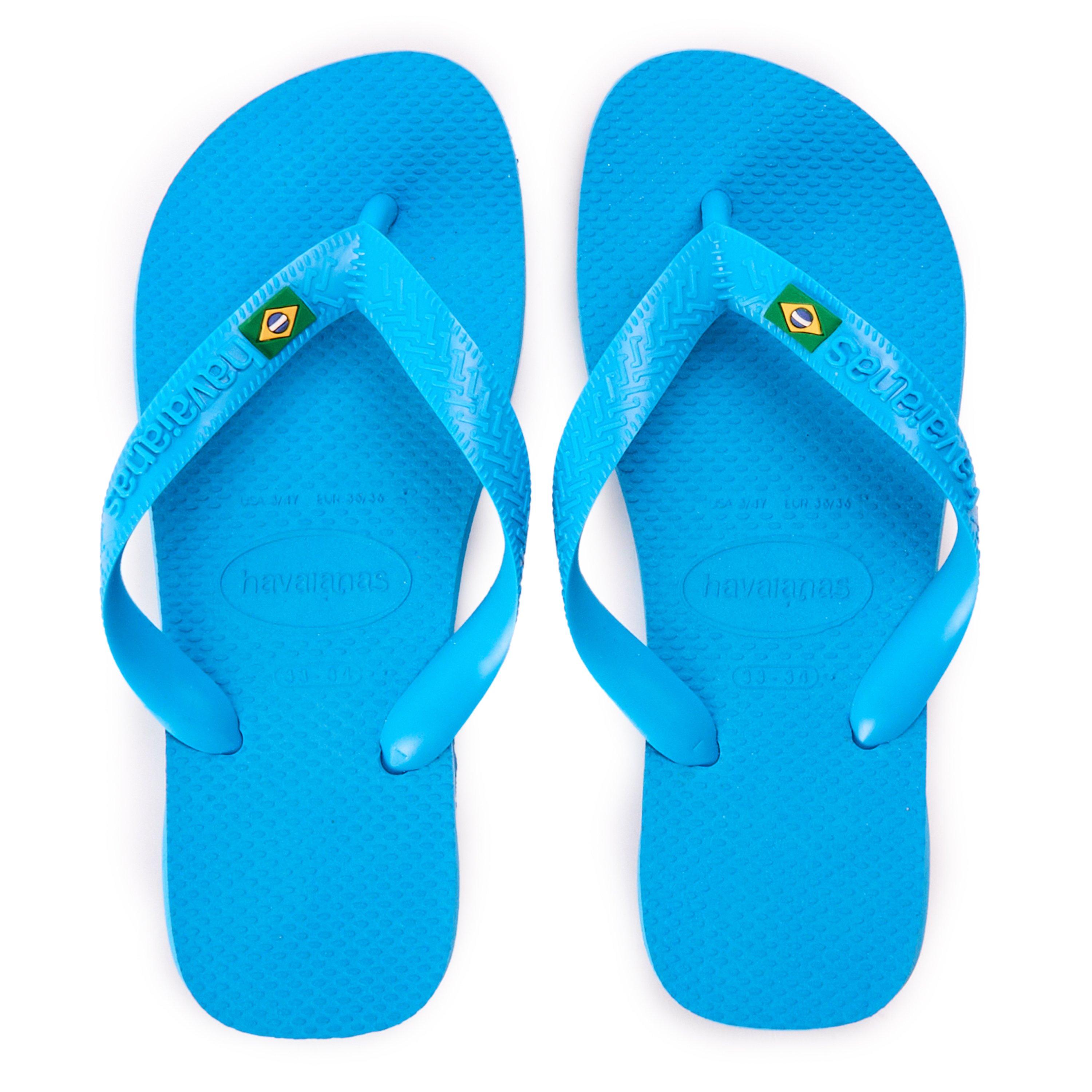 Turquoise - Havaianas - Hav. Brasil Turquoise/Turquoise 33/ Flip Flops Unisex Kids - 4