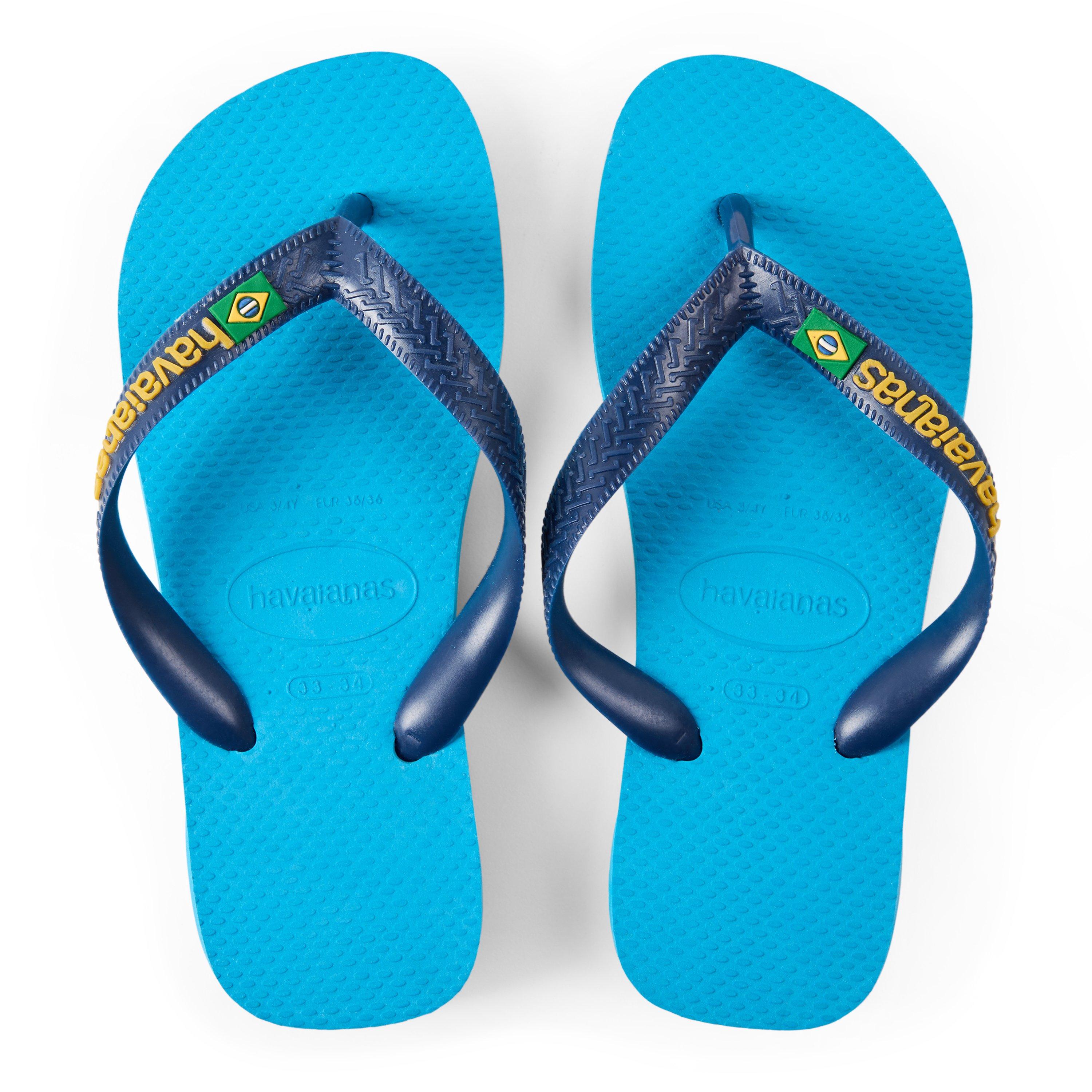Turquoise - Havaianas - Hav. Brasil Logo Turquoise/Turquois Flip Flops Unisex Kids - 3