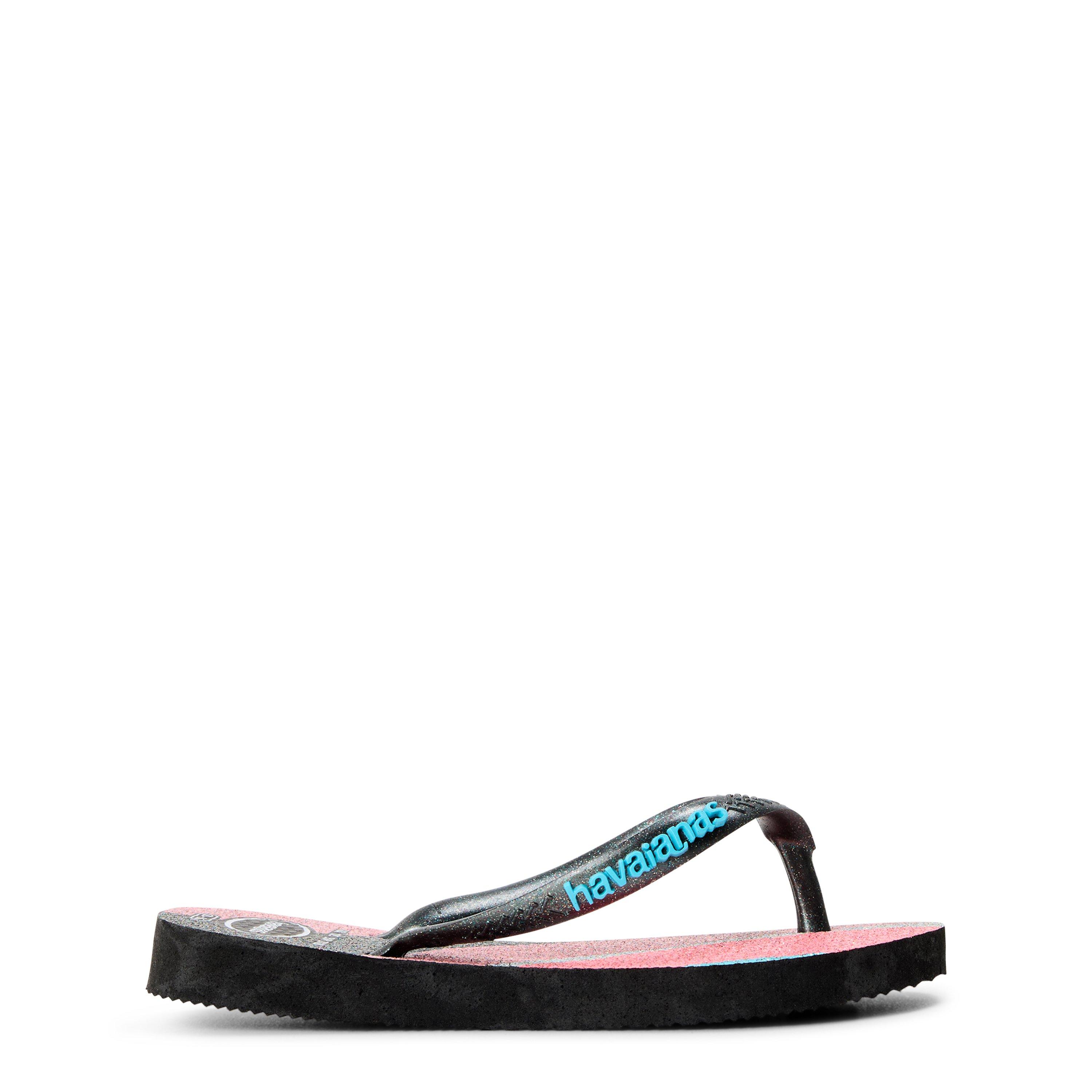 Bleu Marine - Havaianas - Unisex Kids' Slim Palette Glow Black Flip Flops - 1