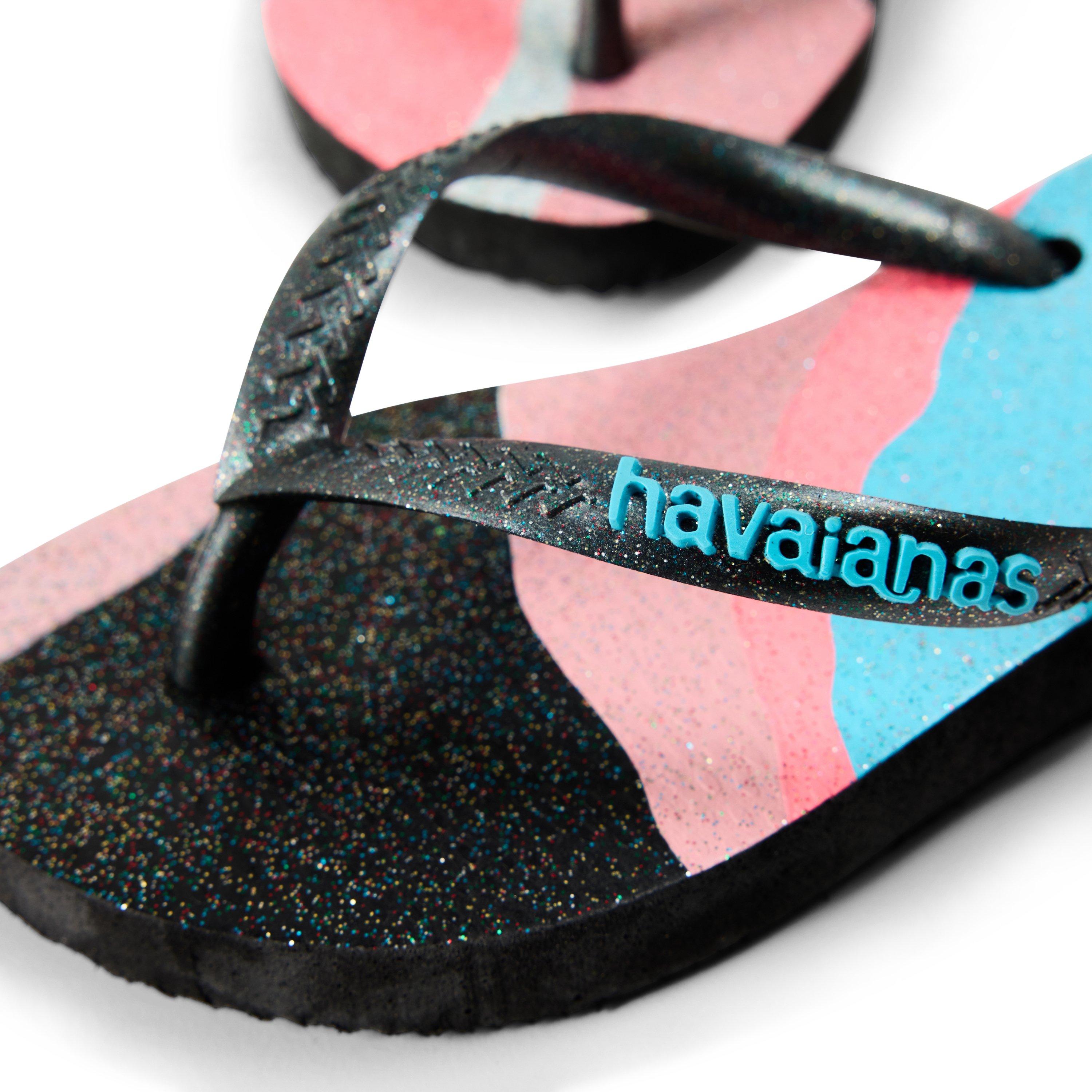Bleu Marine - Havaianas - Unisex Kids' Slim Palette Glow Black Flip Flops - 3