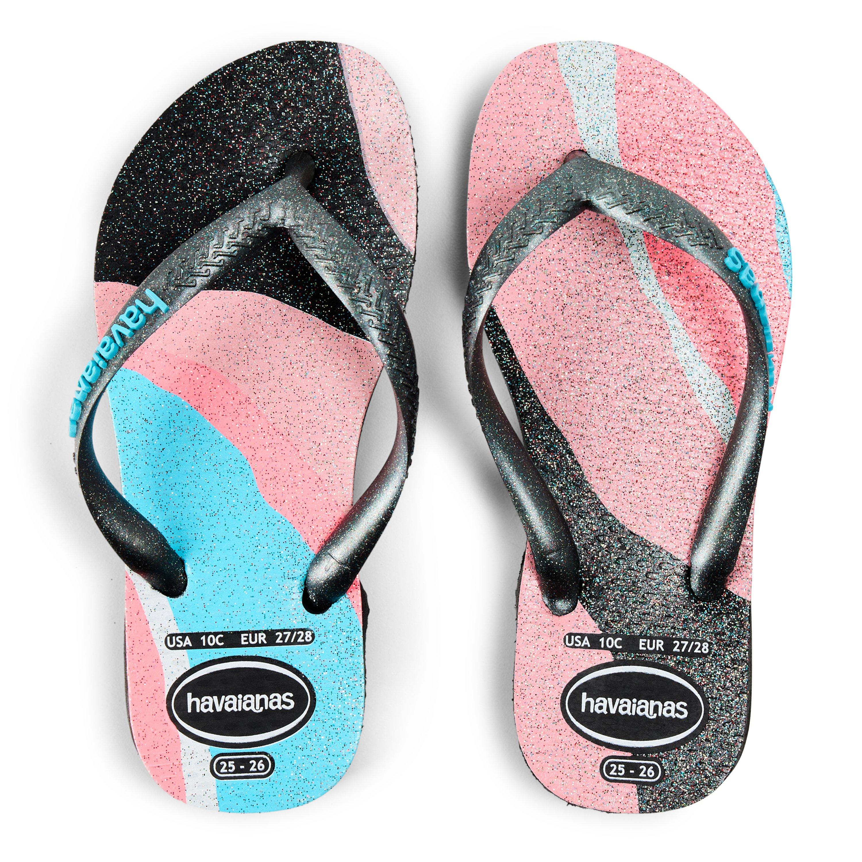 Bleu Marine - Havaianas - Unisex Kids' Slim Palette Glow Black Flip Flops - 4