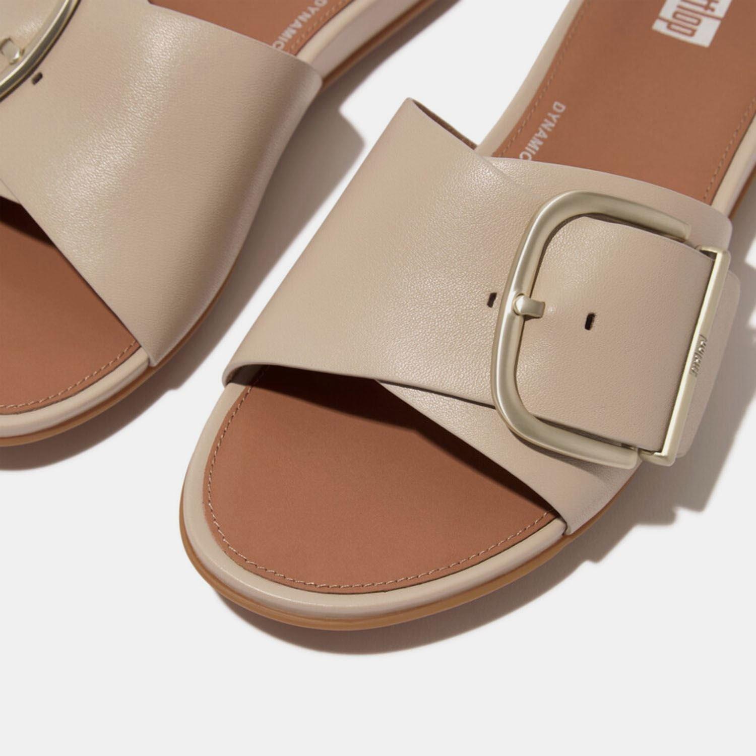 Beige - Fitflop - Gracie Maxi-Buckle Leather Sliders - 4