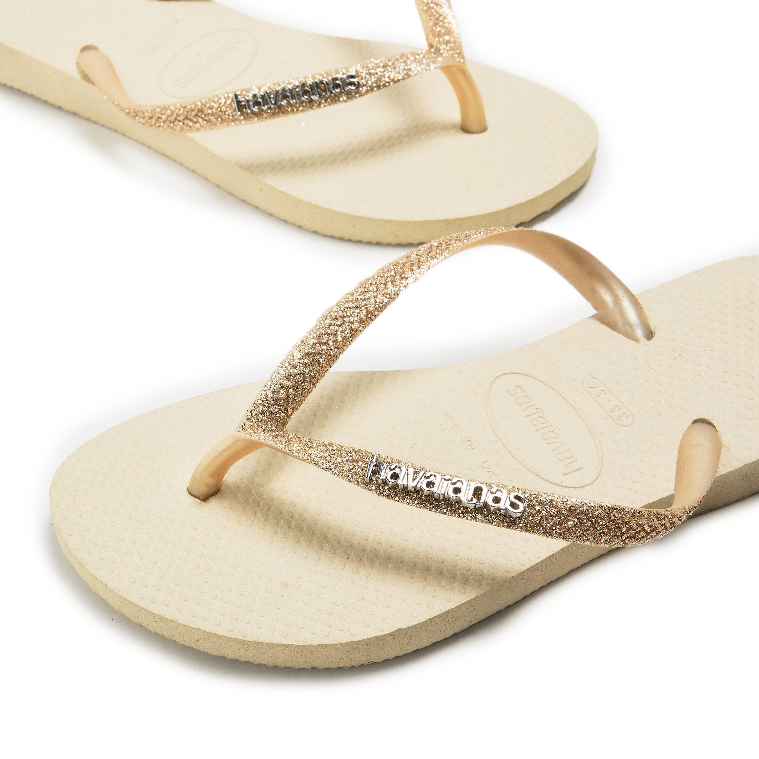 Beige - Havaianas - Hav. Slim Glitter Ii Beige 33/34 Flip Flops Unisex Kids - 3