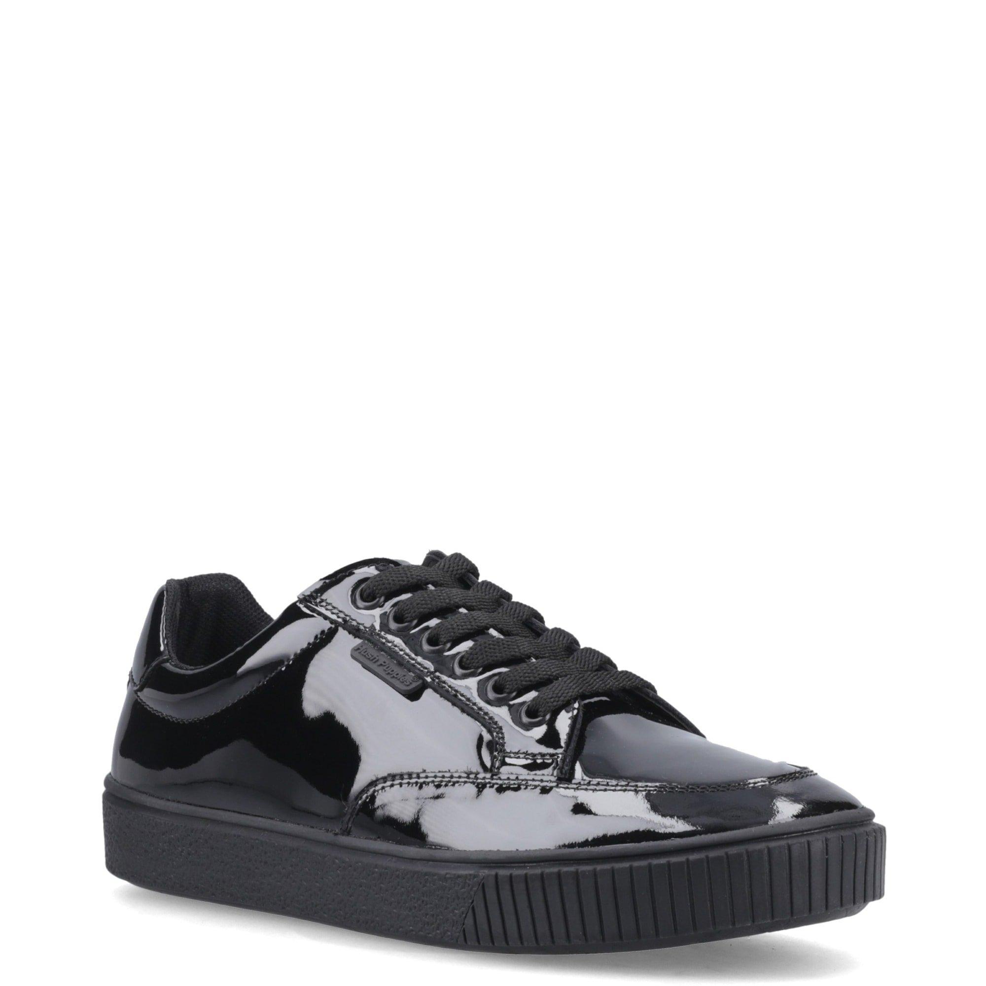 Black Patent - Hush Puppies - EVELYN LACE TRAINER SNR - 2