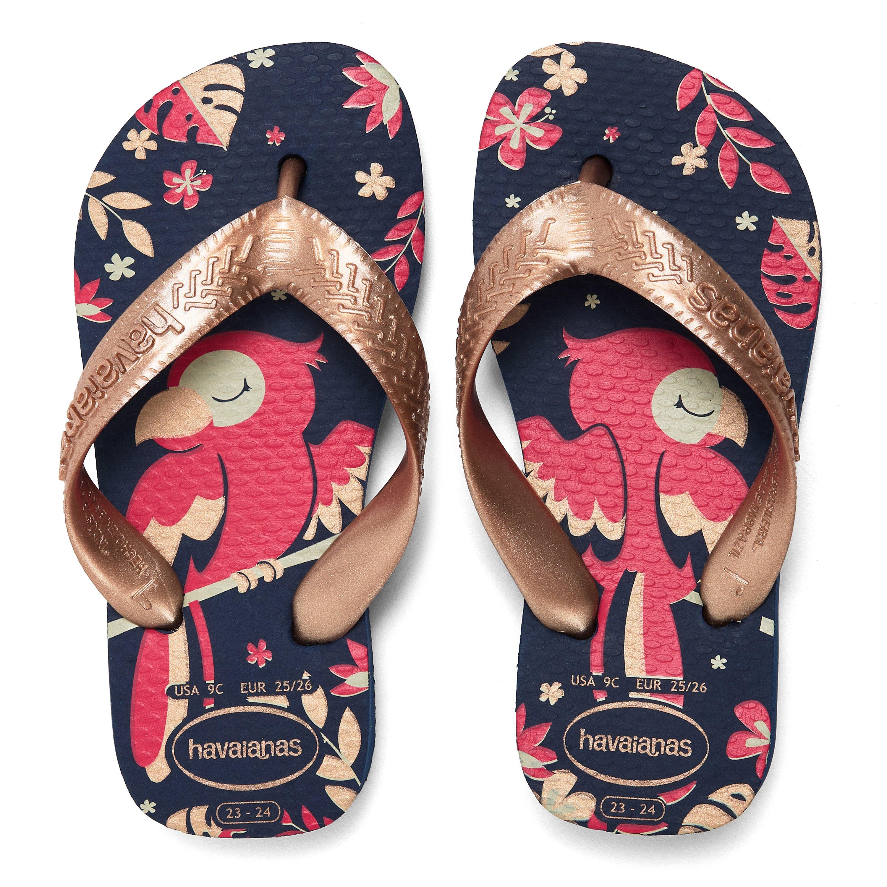 Blue/Gold - Havaianas - Hav. Kids Top Pets Navy Blue/Rose G Flip Flops Unisex - 4