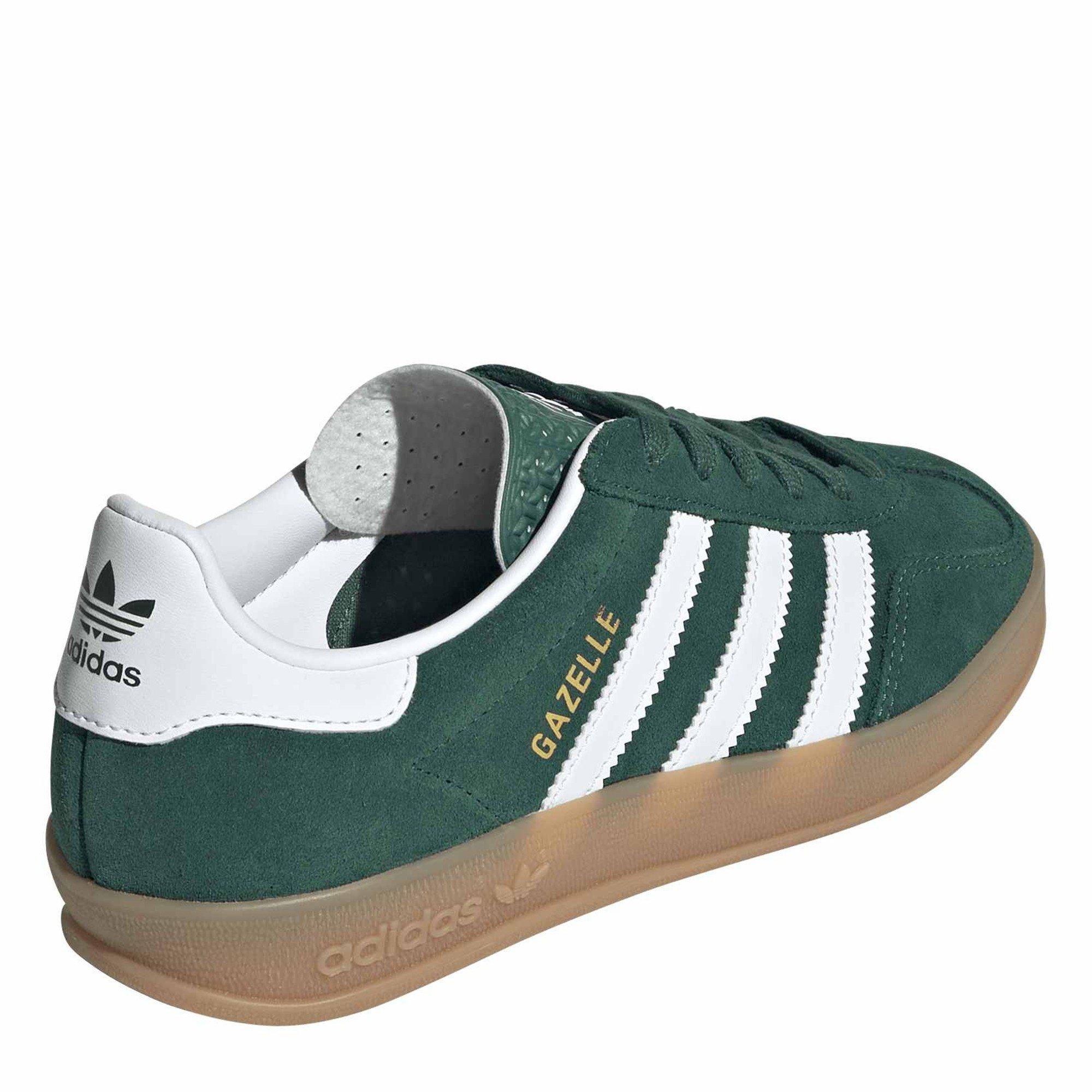 Cgreen/Ftwwht - adidas Originals - Kids' Gazelle Indoor Suede Low-Top Trainers - 4