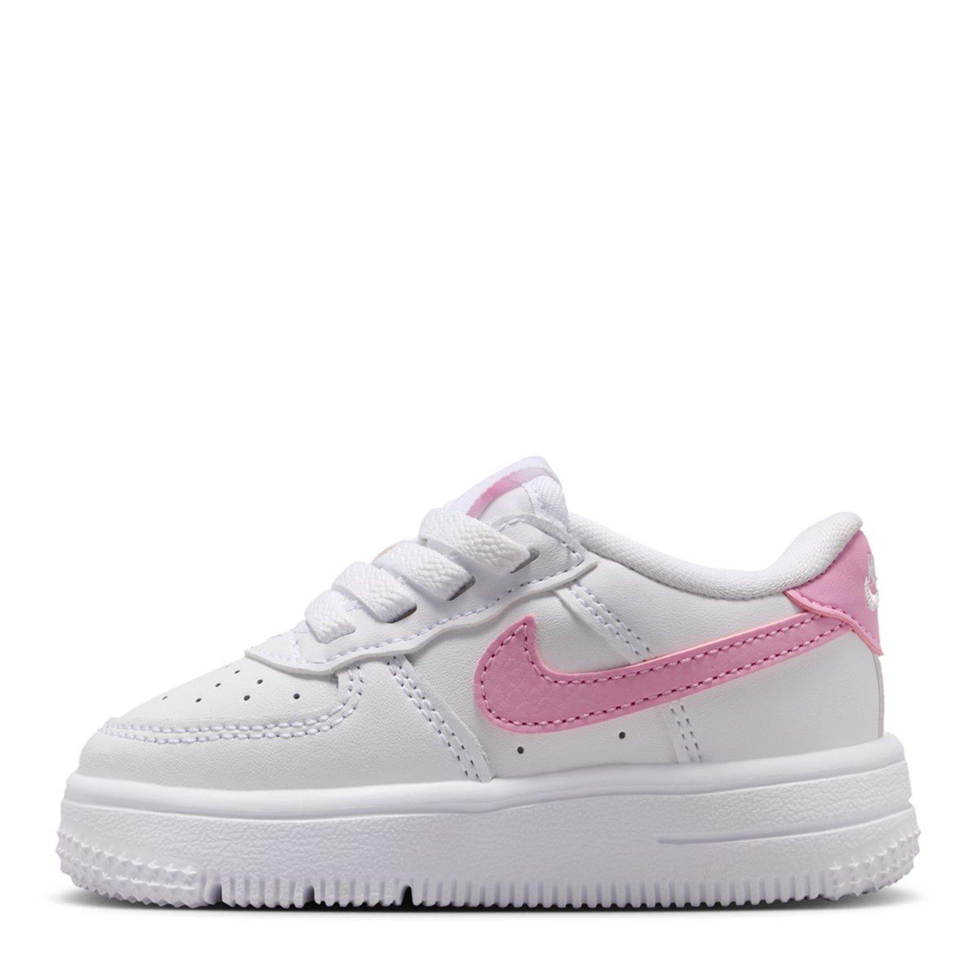 White/Pink - Nike - Kids' Air Force 1 EasyOn Leather Runners - 2