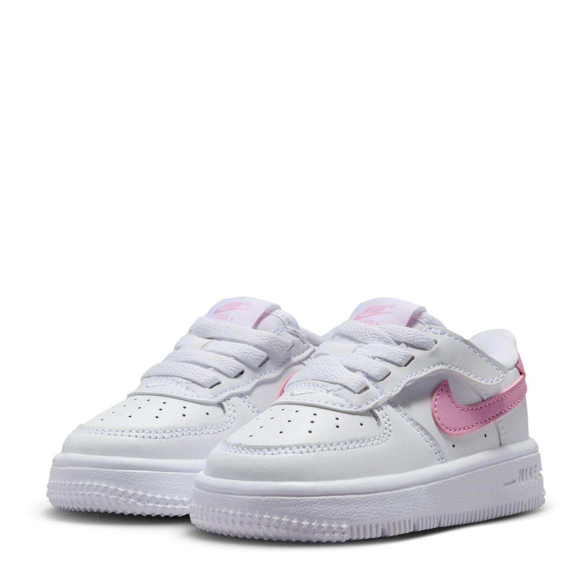 White/Pink - Nike - Kids' Air Force 1 EasyOn Leather Runners - 3