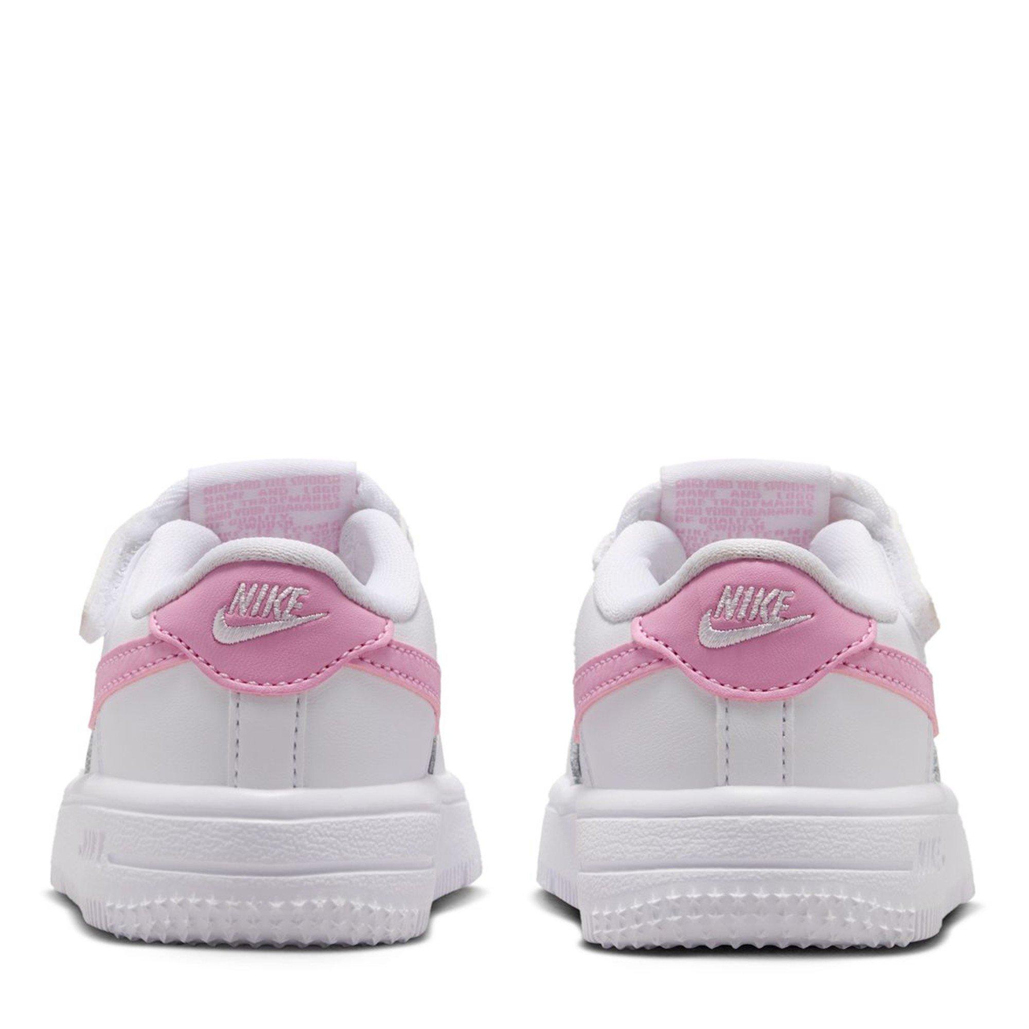 White/Pink - Nike - Kids' Air Force 1 EasyOn Leather Runners - 4