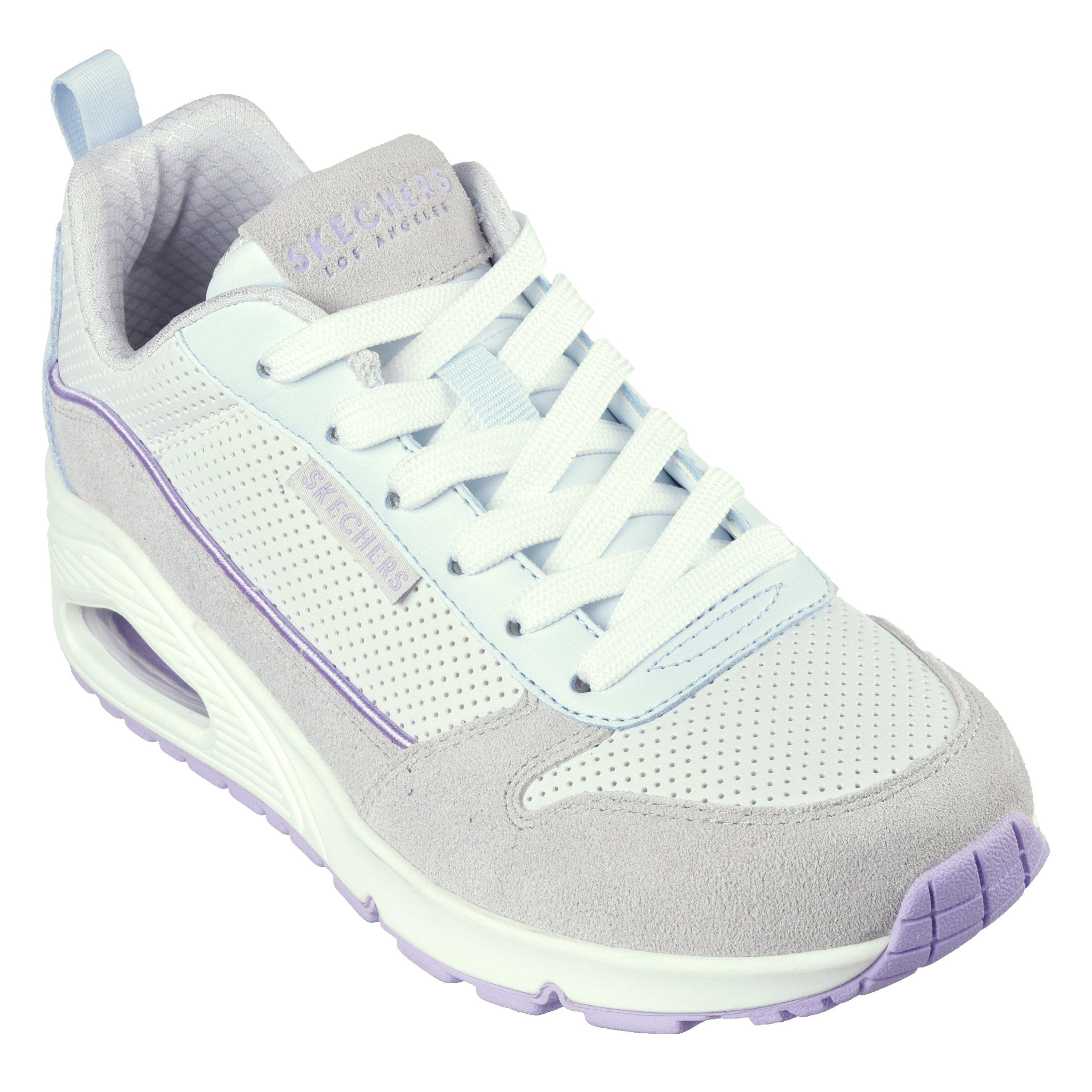Siva/Svijetlo plava - Skechers - Suede & Perforated Duraleather Lace Low-Top Trainers Girls - 1