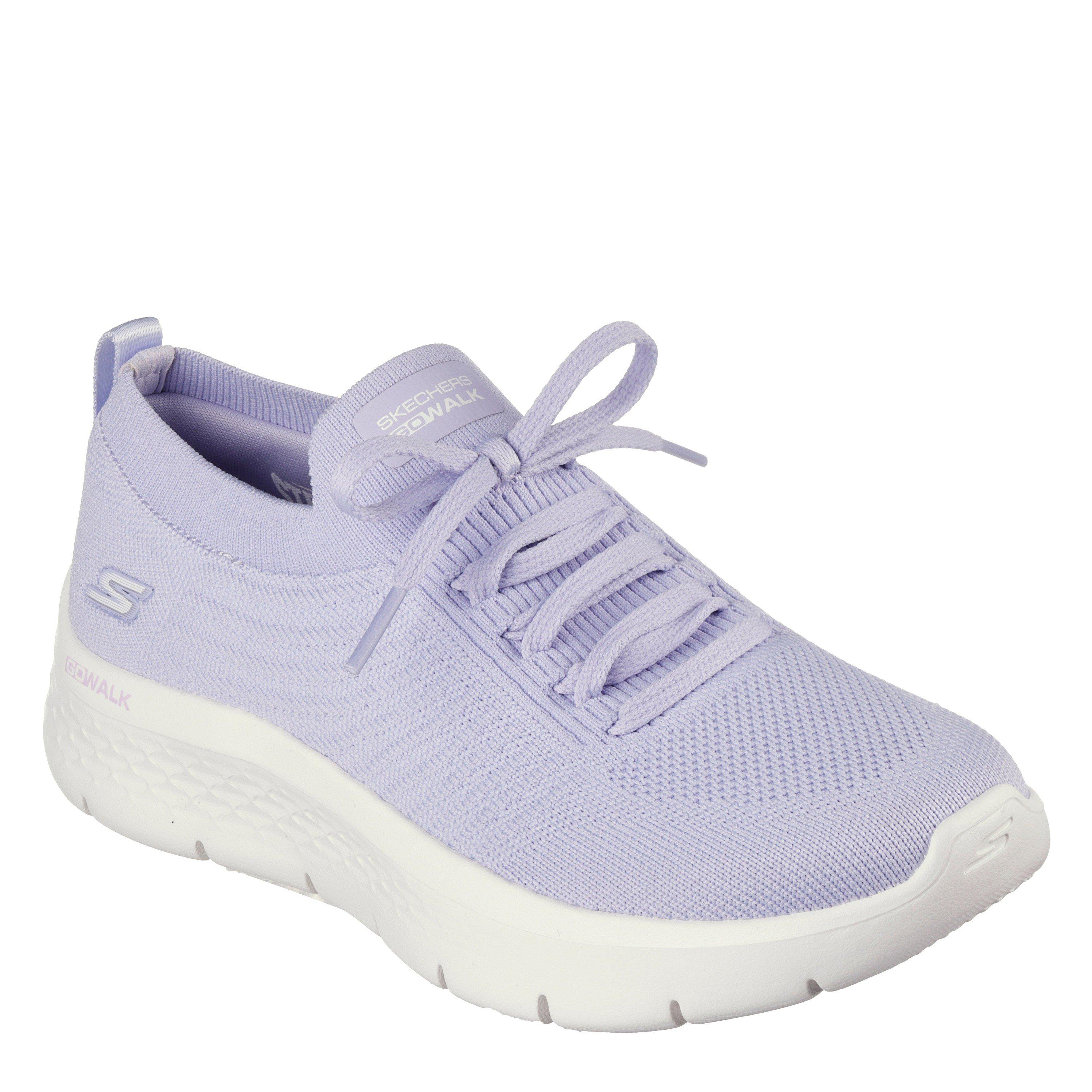 Lavender - Skechers - Flat Knit Fixed Lace Slip On Trainers Girls - 1