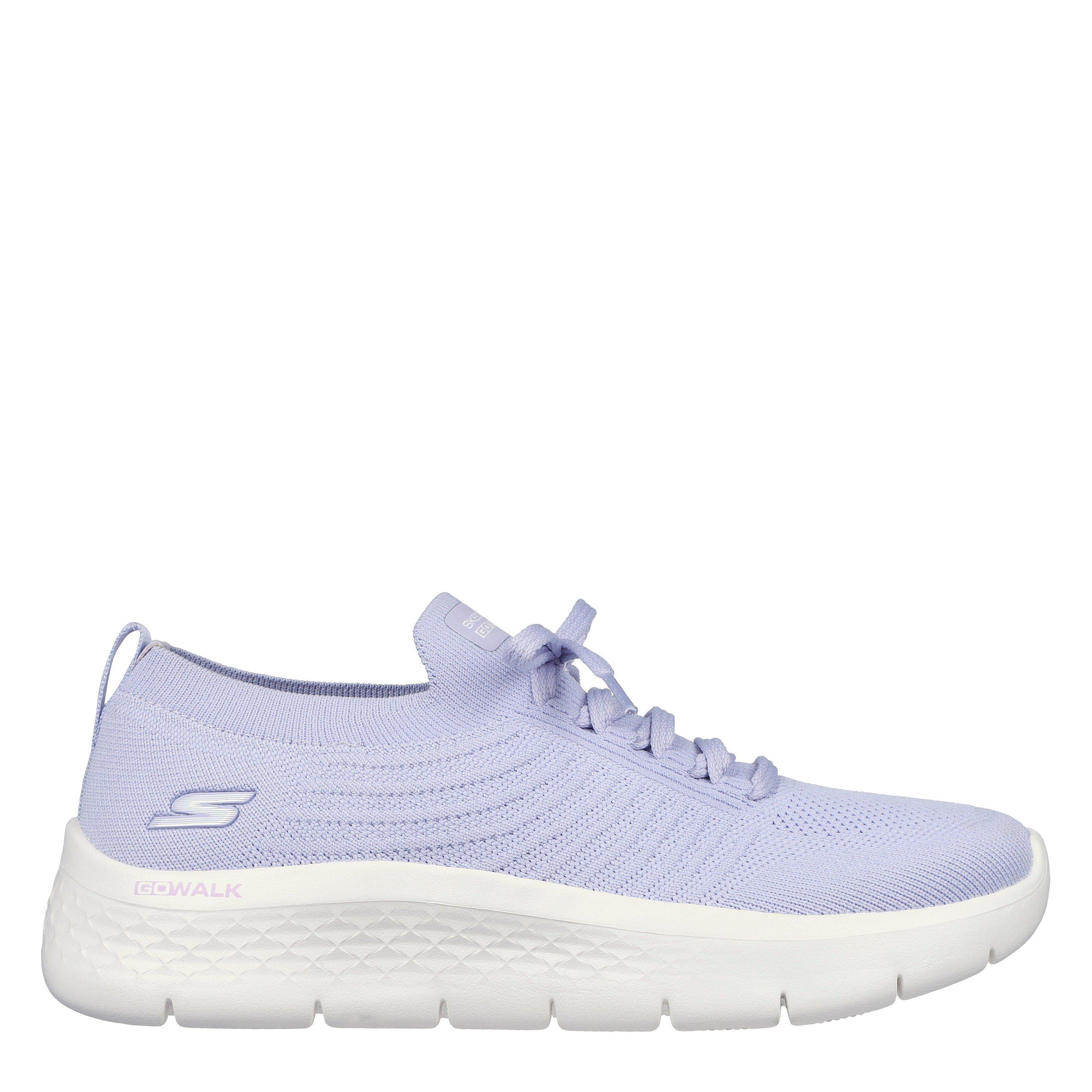 Lavender - Skechers - Flat Knit Fixed Lace Slip On Trainers Girls - 3