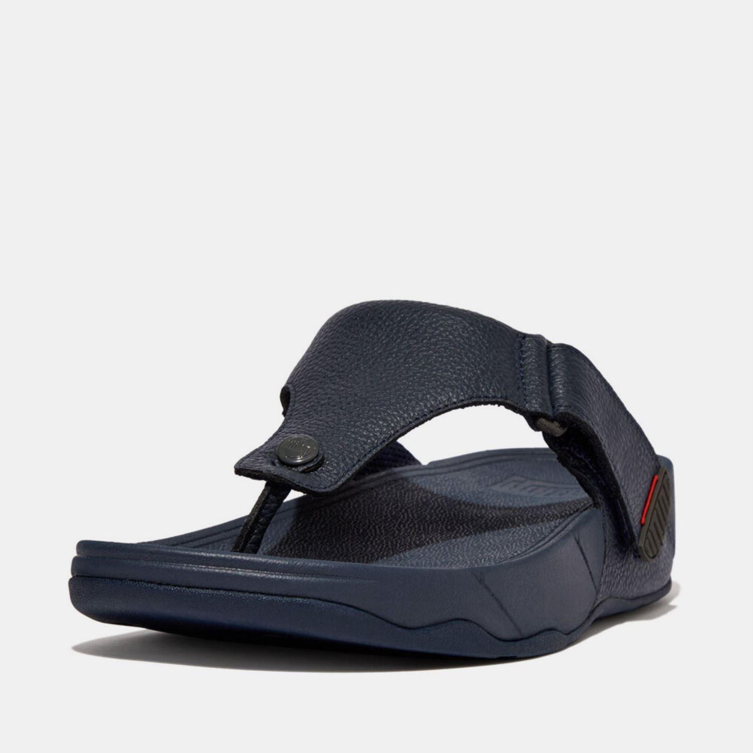 Navy - Fitflop - Trakk II Leather Toe-Post Sandals - 2