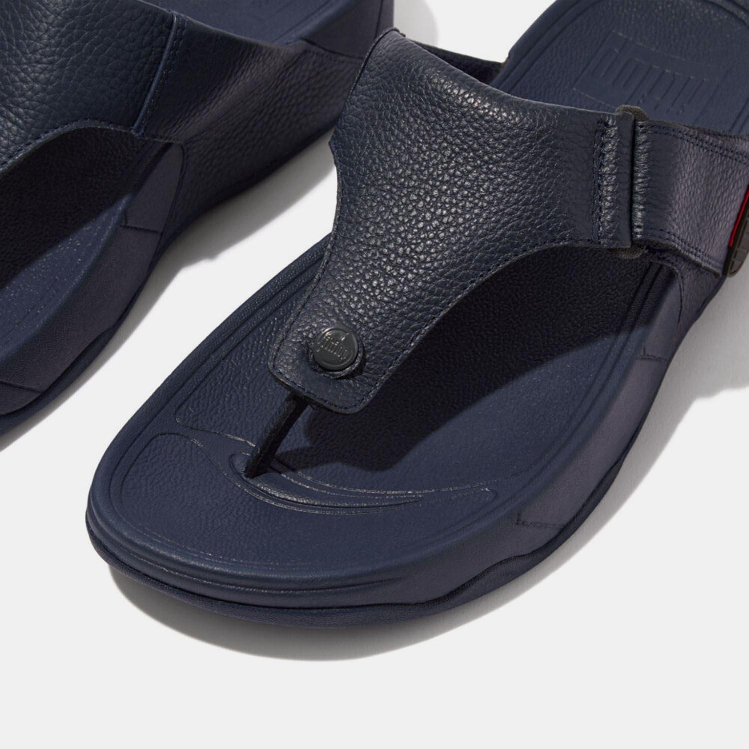 Navy - Fitflop - Trakk II Leather Toe-Post Sandals - 4