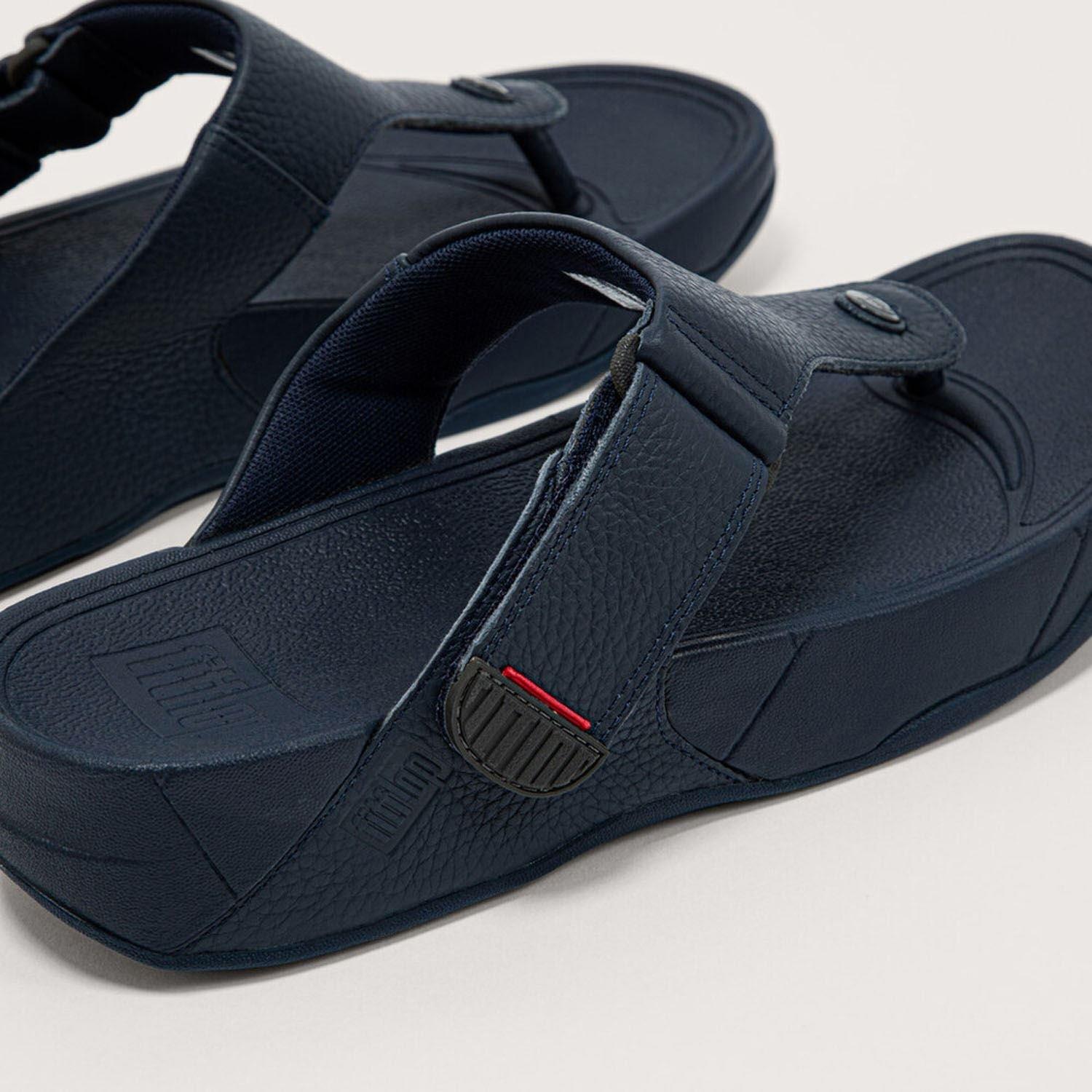 Navy - Fitflop - Trakk II Leather Toe-Post Sandals - 6