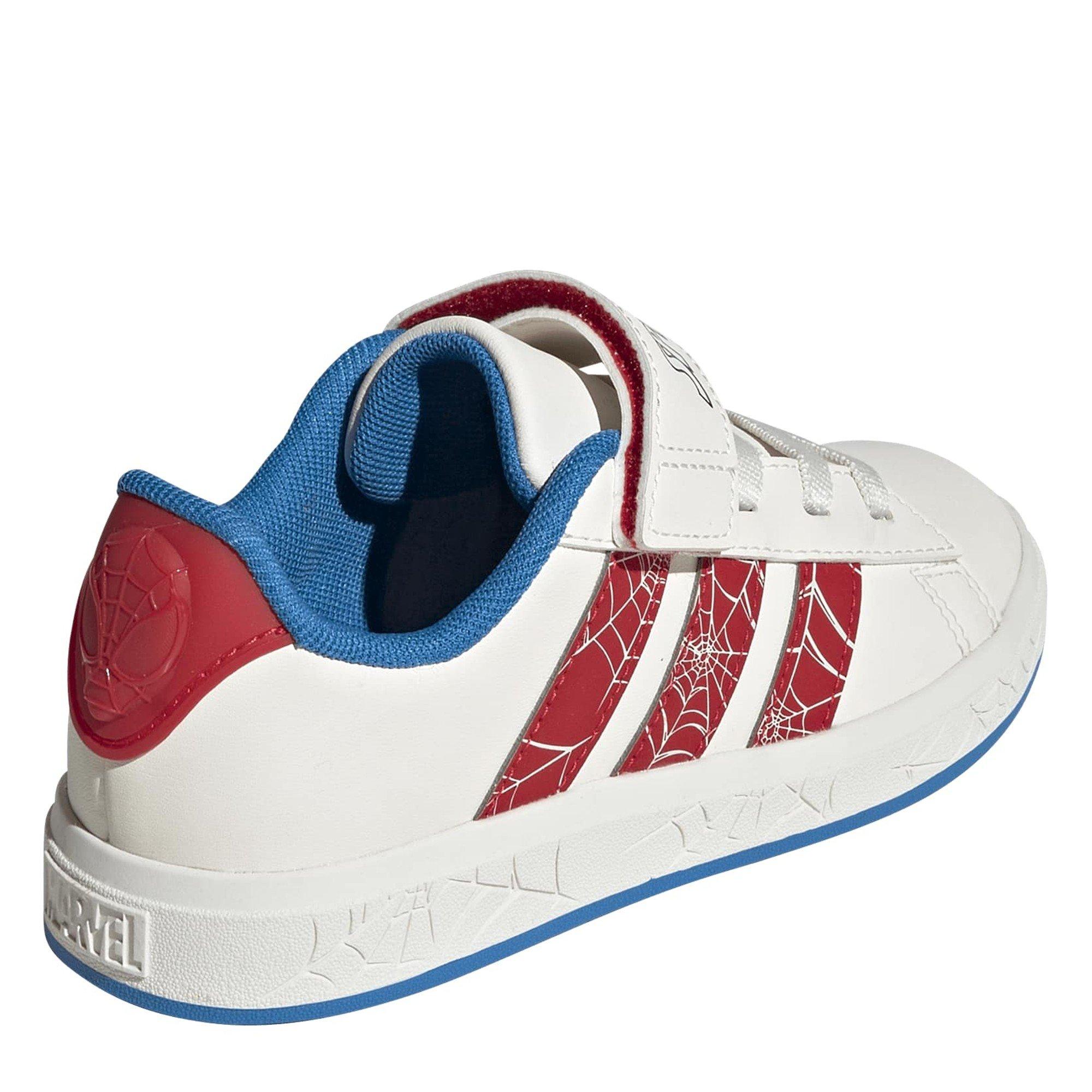 Cloud White/Pur - adidas - Kids' Grand Court Spider-Man Low-Top Trainers - 4