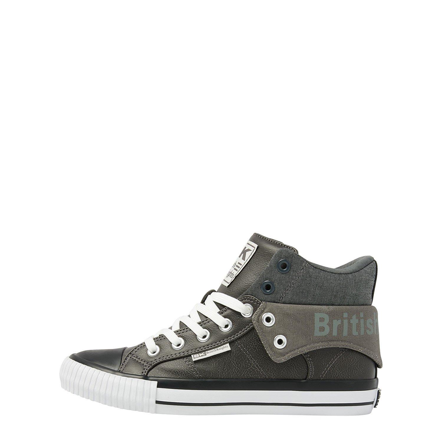 Dk Grey/Black - British Knights - Roco Fold PU High Tops Juniors - 2
