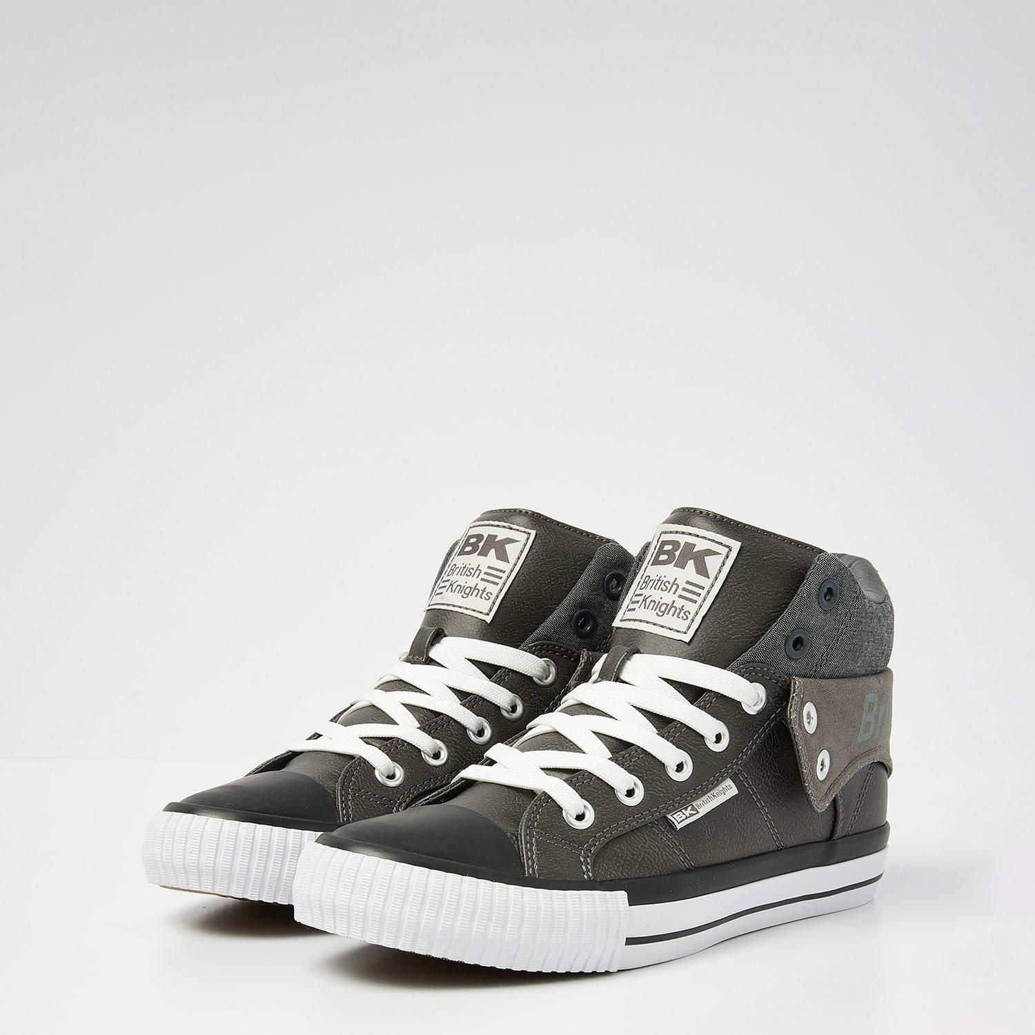 Dk Grey/Black - British Knights - Roco Fold PU High Tops Juniors - 3
