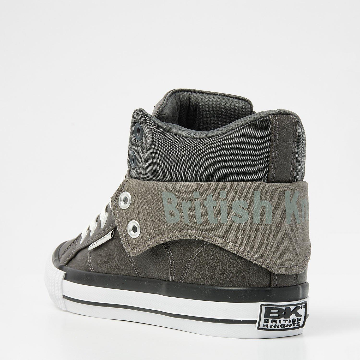Dk Grey/Black - British Knights - Roco Fold PU High Tops Juniors - 4