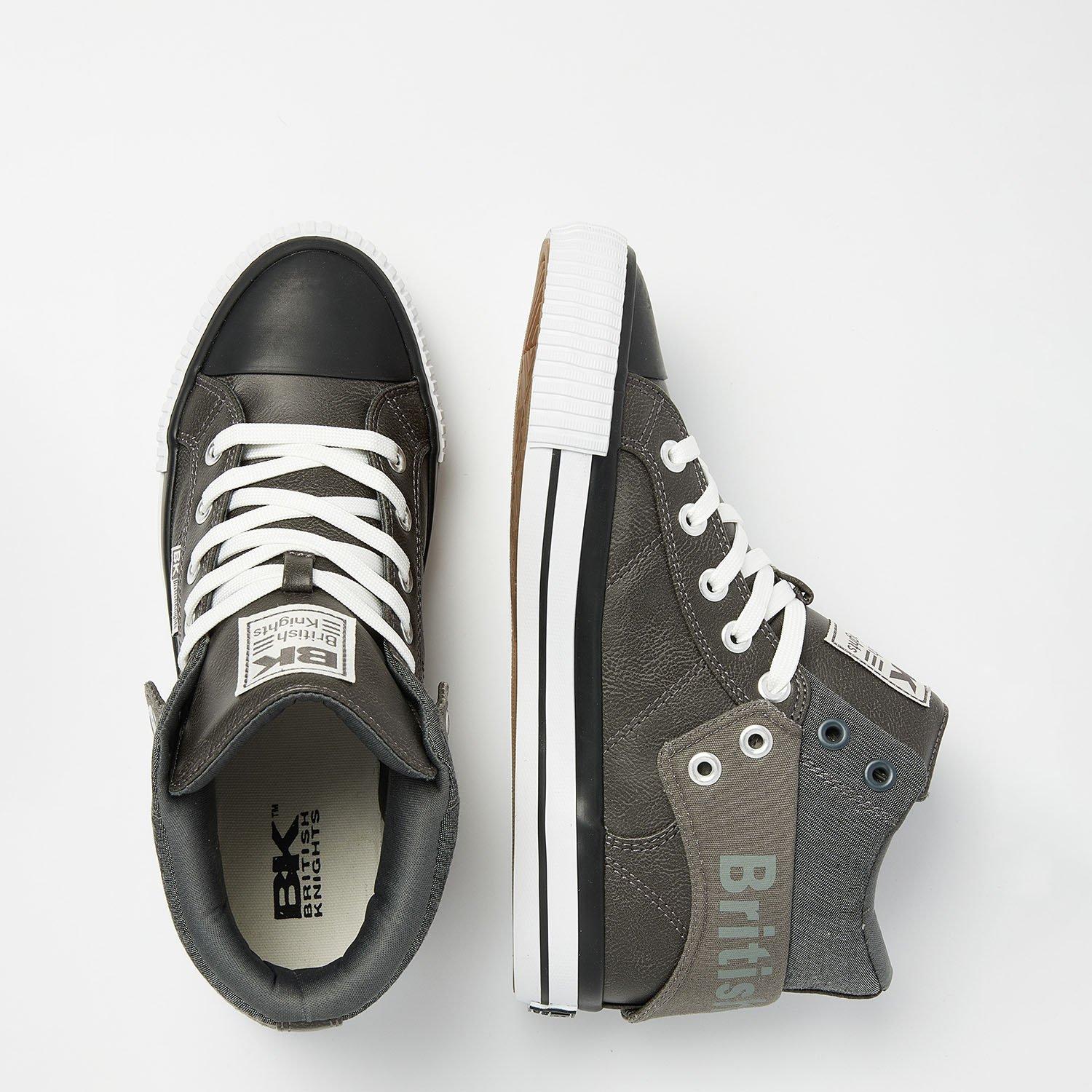 Dk Grey/Black - British Knights - Roco Fold PU High Tops Juniors - 5