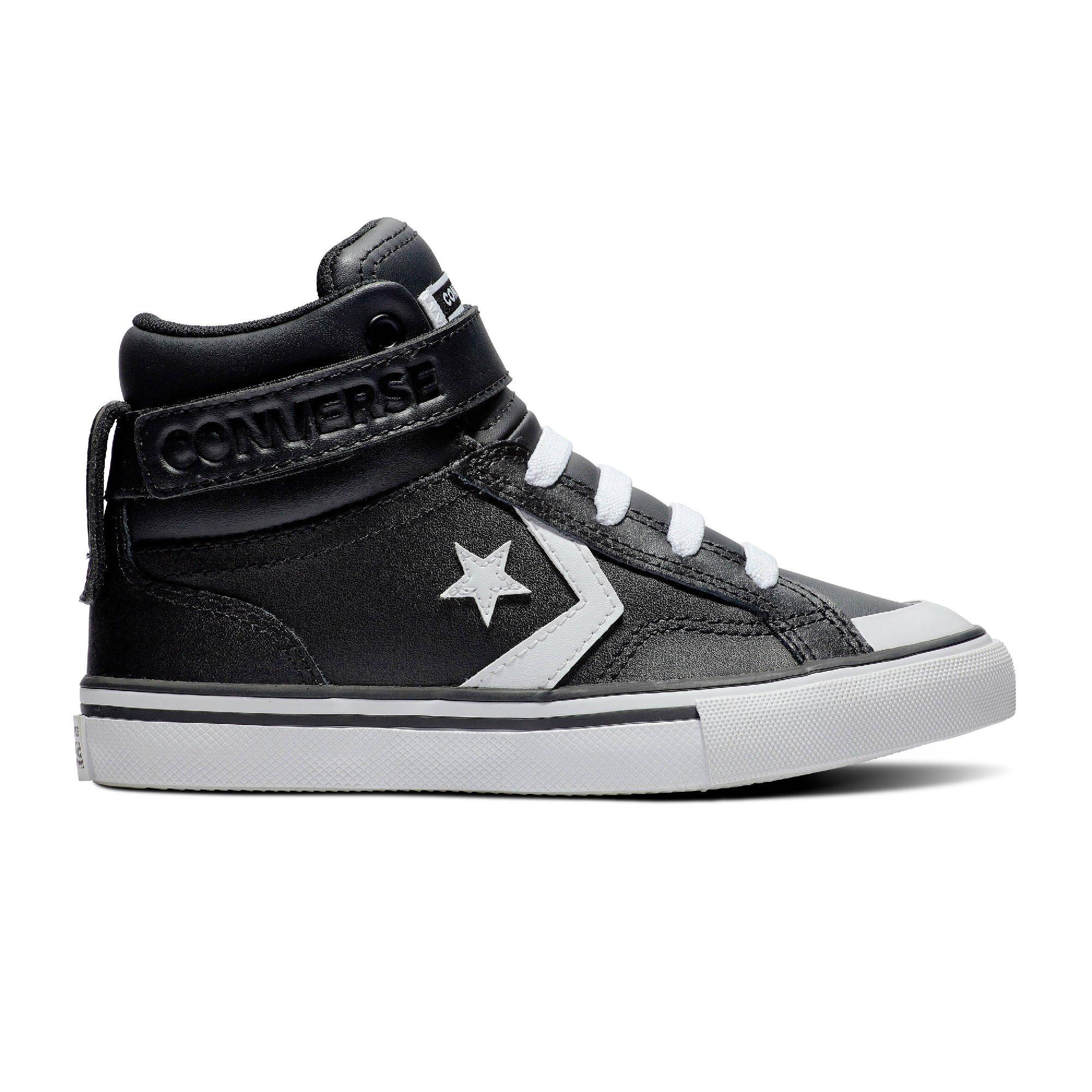Converse  Kids ' Pro Blaze Strap Leather High-Top Trainers - 001-Black/Whi - 2.5 (35)