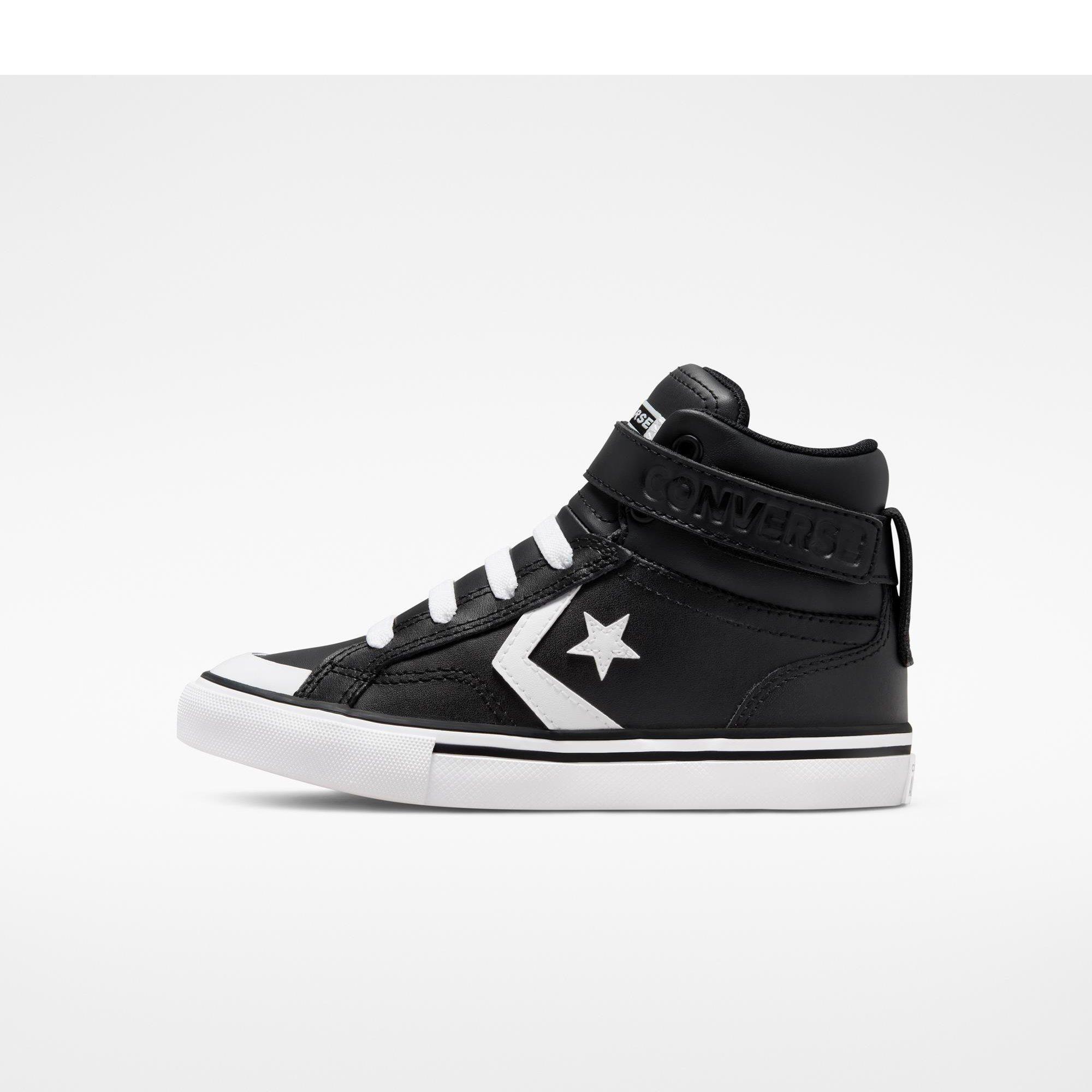 001-Black/Whi - Converse - Unisex Kids' Pro Blaze Strap Leather High-Top Trainers - 2