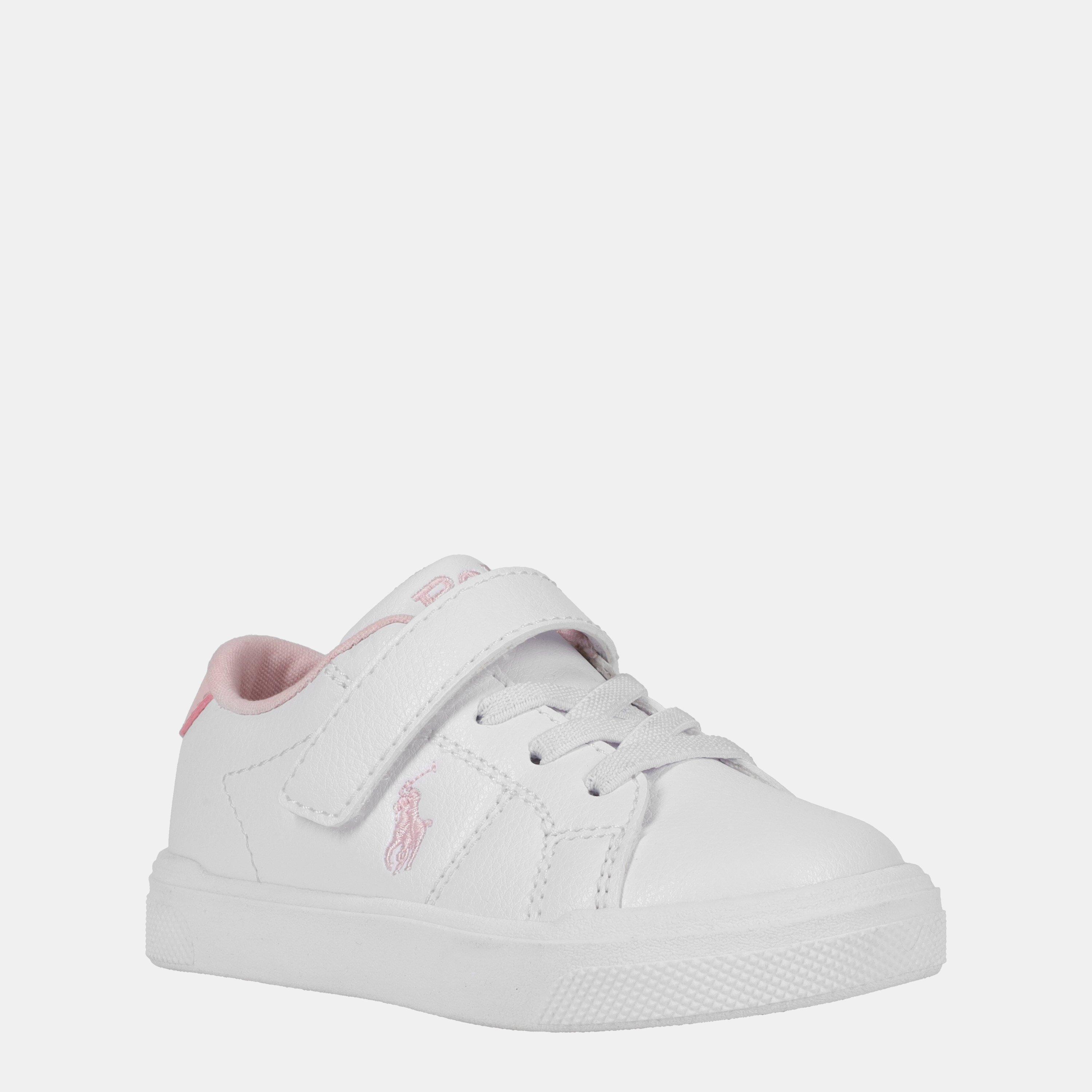 Polo Ralph Lauren  White/Pink Kids Sutton Low-Top Trainers - C10 (28)