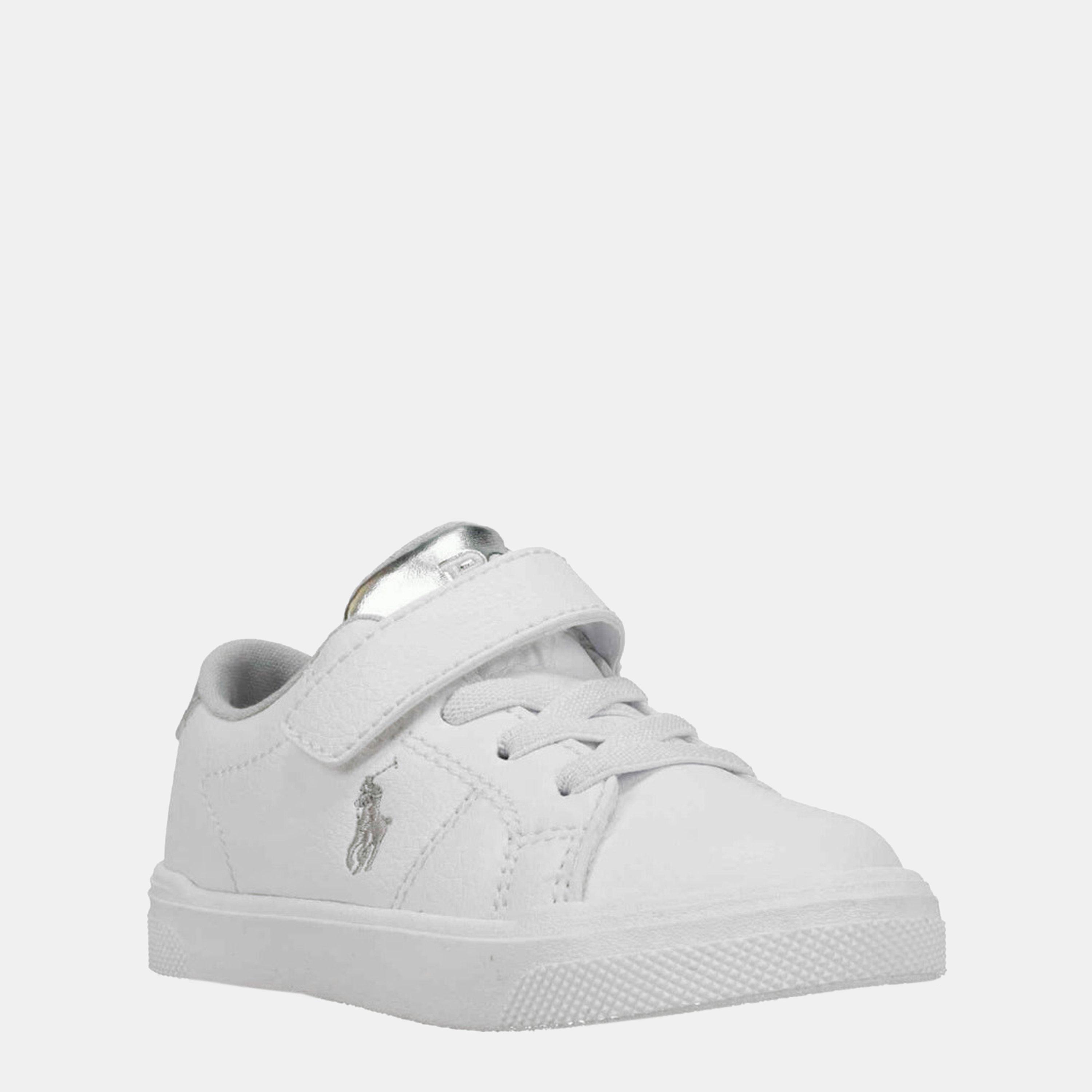 Polo Ralph Lauren Boys Kids Sutton Low-Top Trainers - White/Silver - C13 (31)