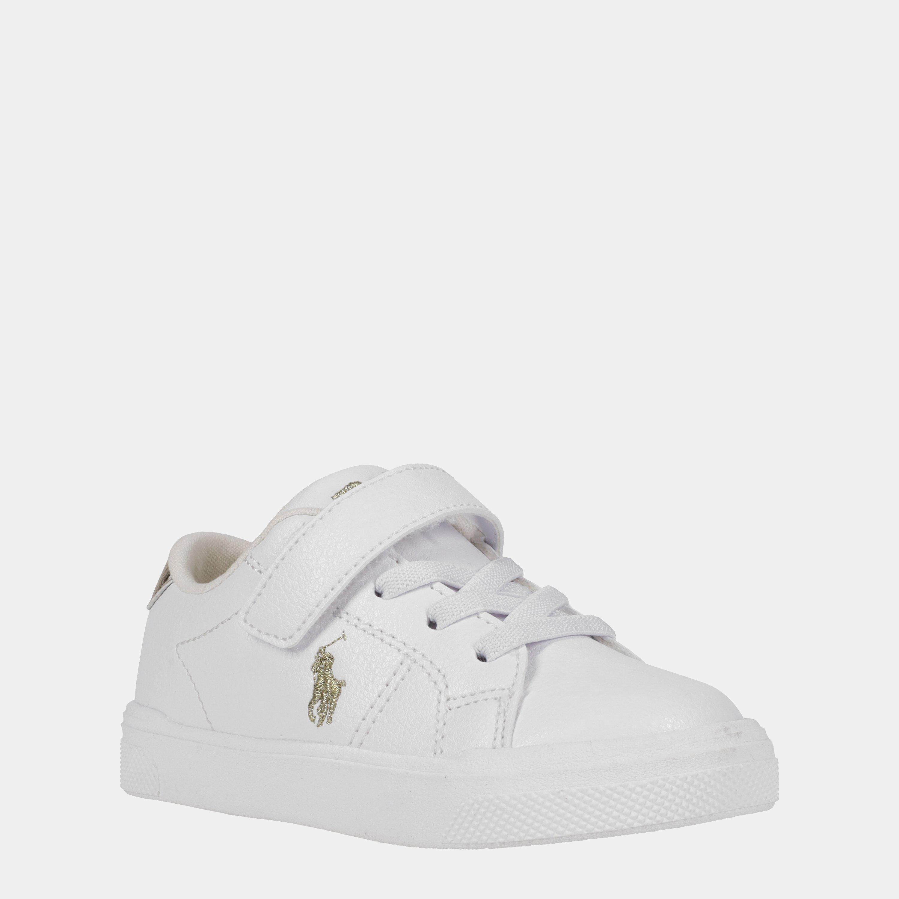 Polo Ralph Lauren Boys Kids Sutton Low-Top Trainers - White/Gold - C11 (28)