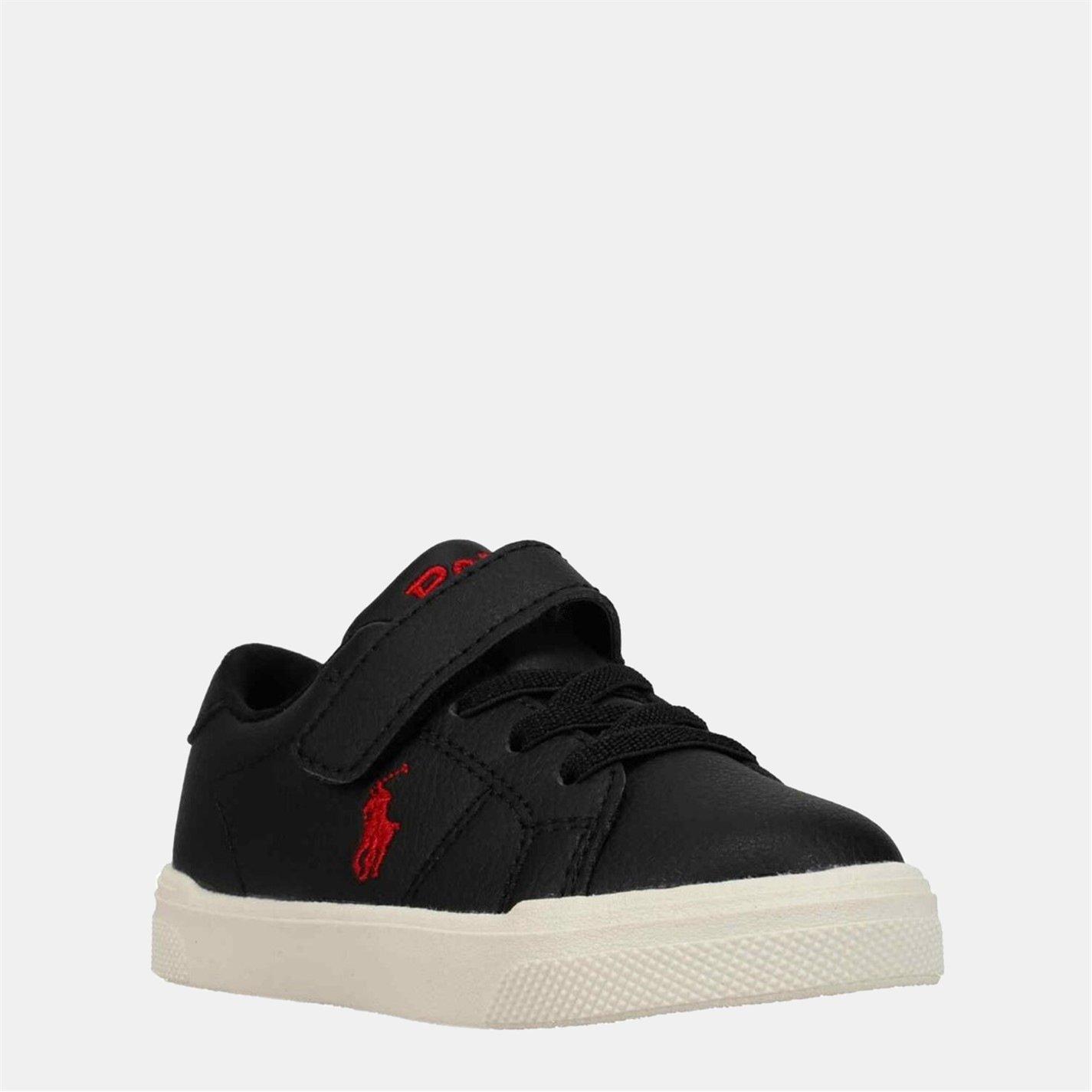 Polo Ralph Lauren Boys Kids Sutton Low-Top Trainers - Black/Red - C13 (31)