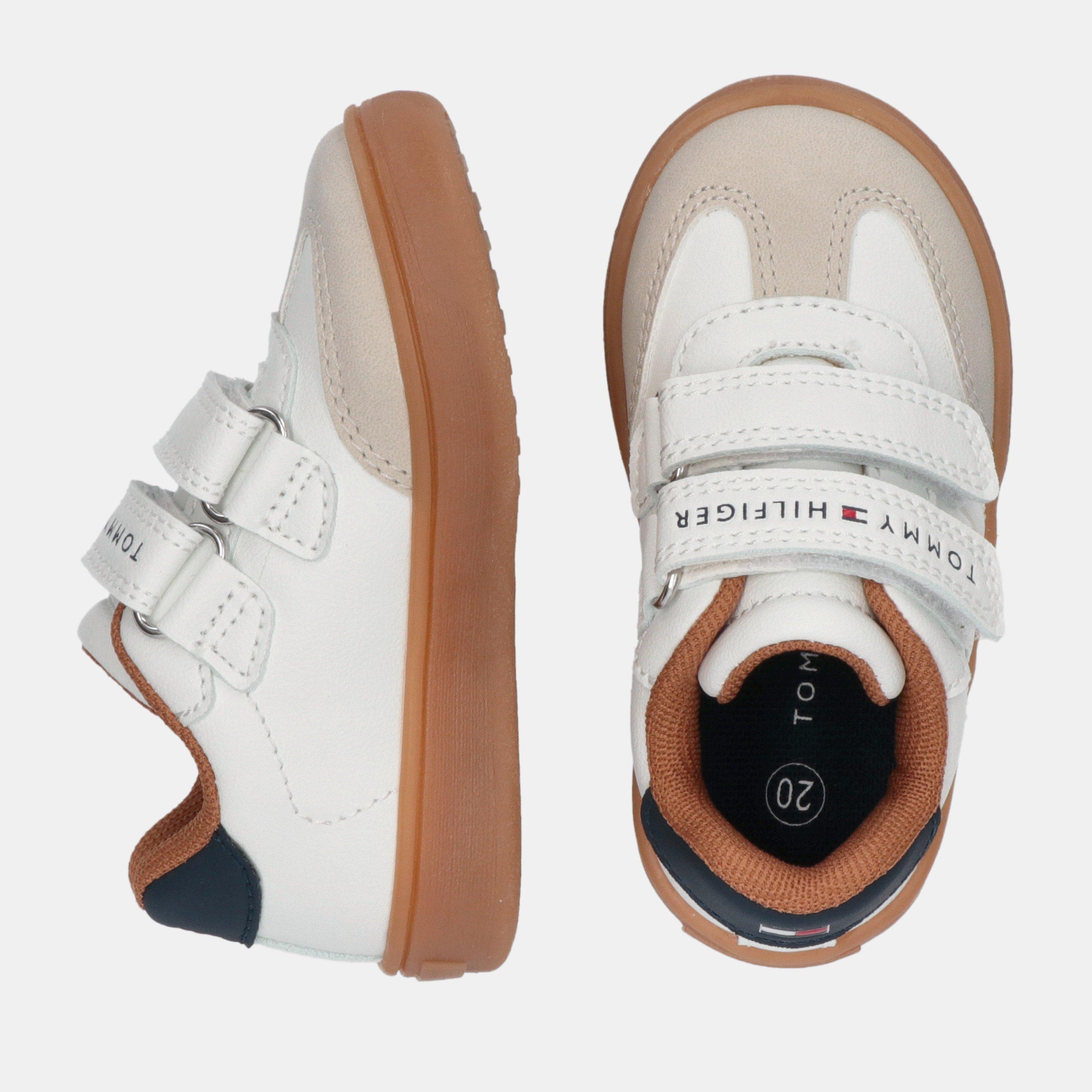 White/Beige - Tommy Hilfiger - Unisex Kids' Velcro Low-Top Trainers - 5